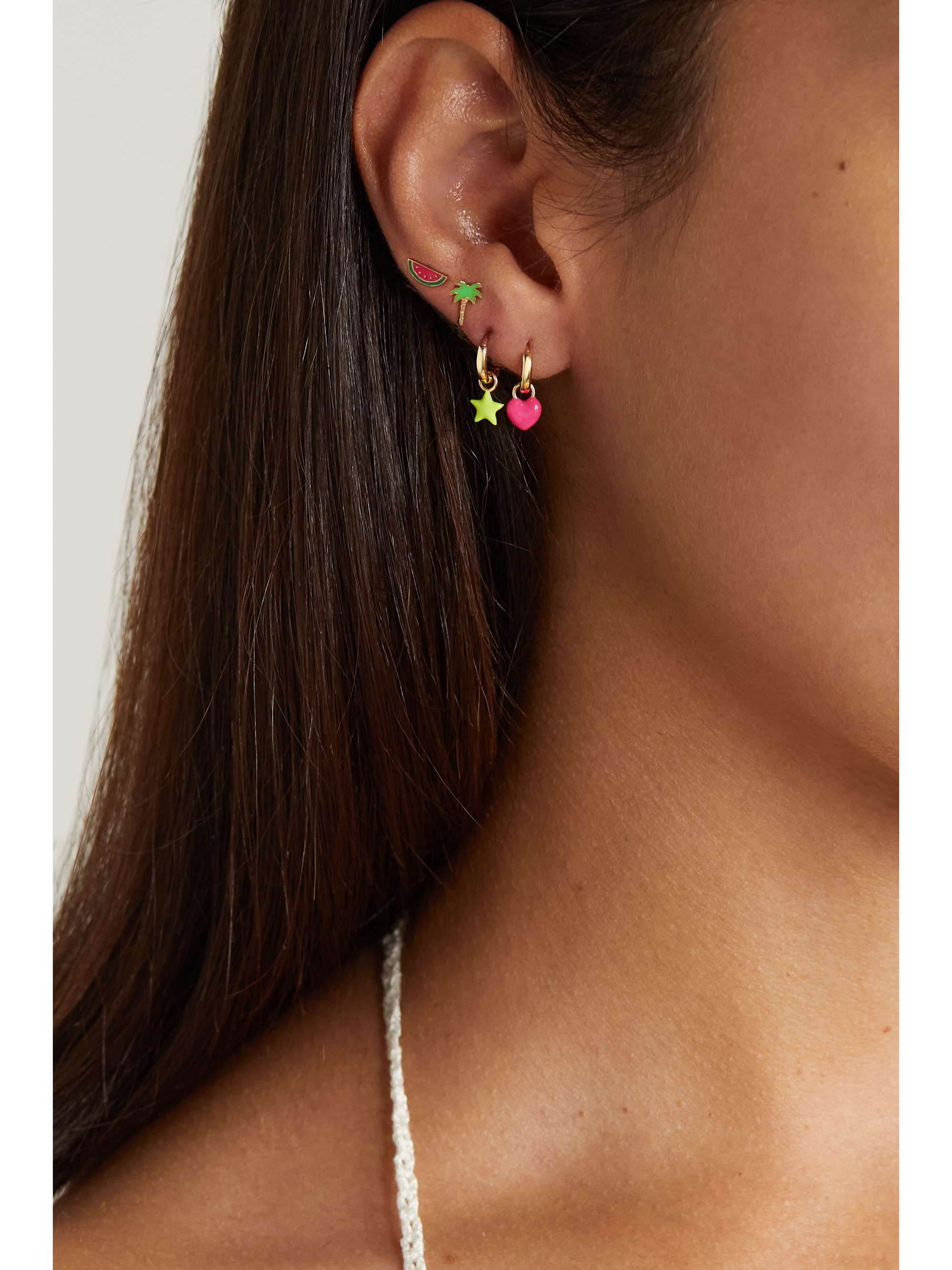 ALISON LOU Boucle d'oreille unique en or 14 carats (585/1000), topaze et émail Pear Cocktail