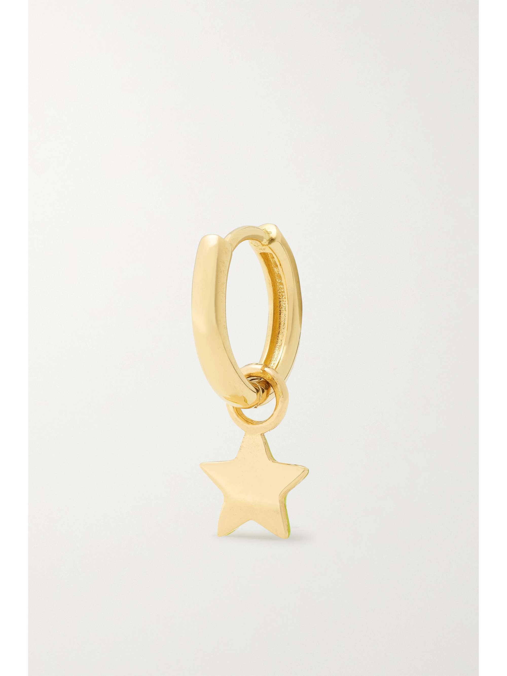 ALISON LOU Tiny Star Huggy 14-karat gold and enamel single hoop earring