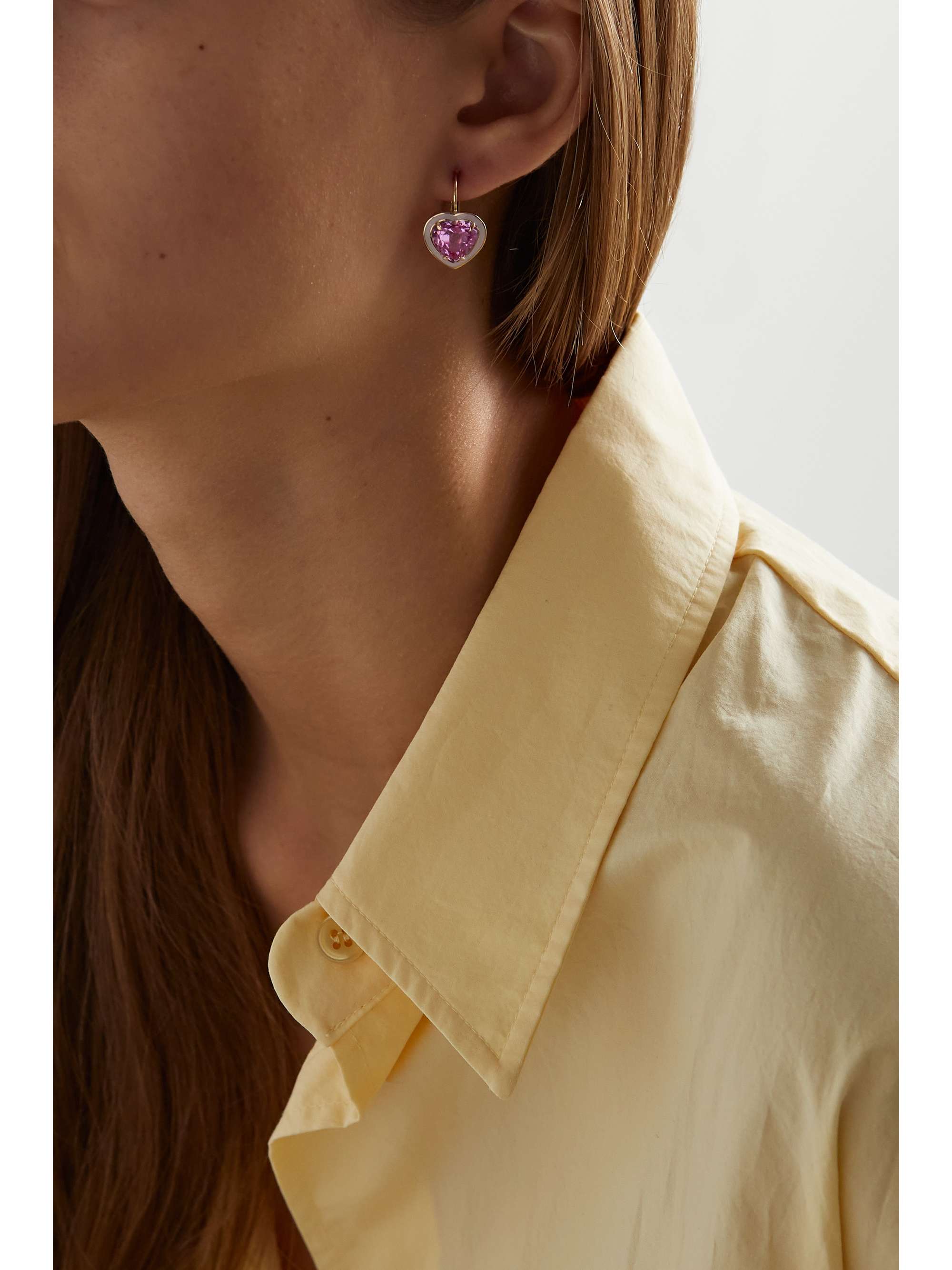 ALISON LOU 14-karat gold, sapphire and enamel earrings