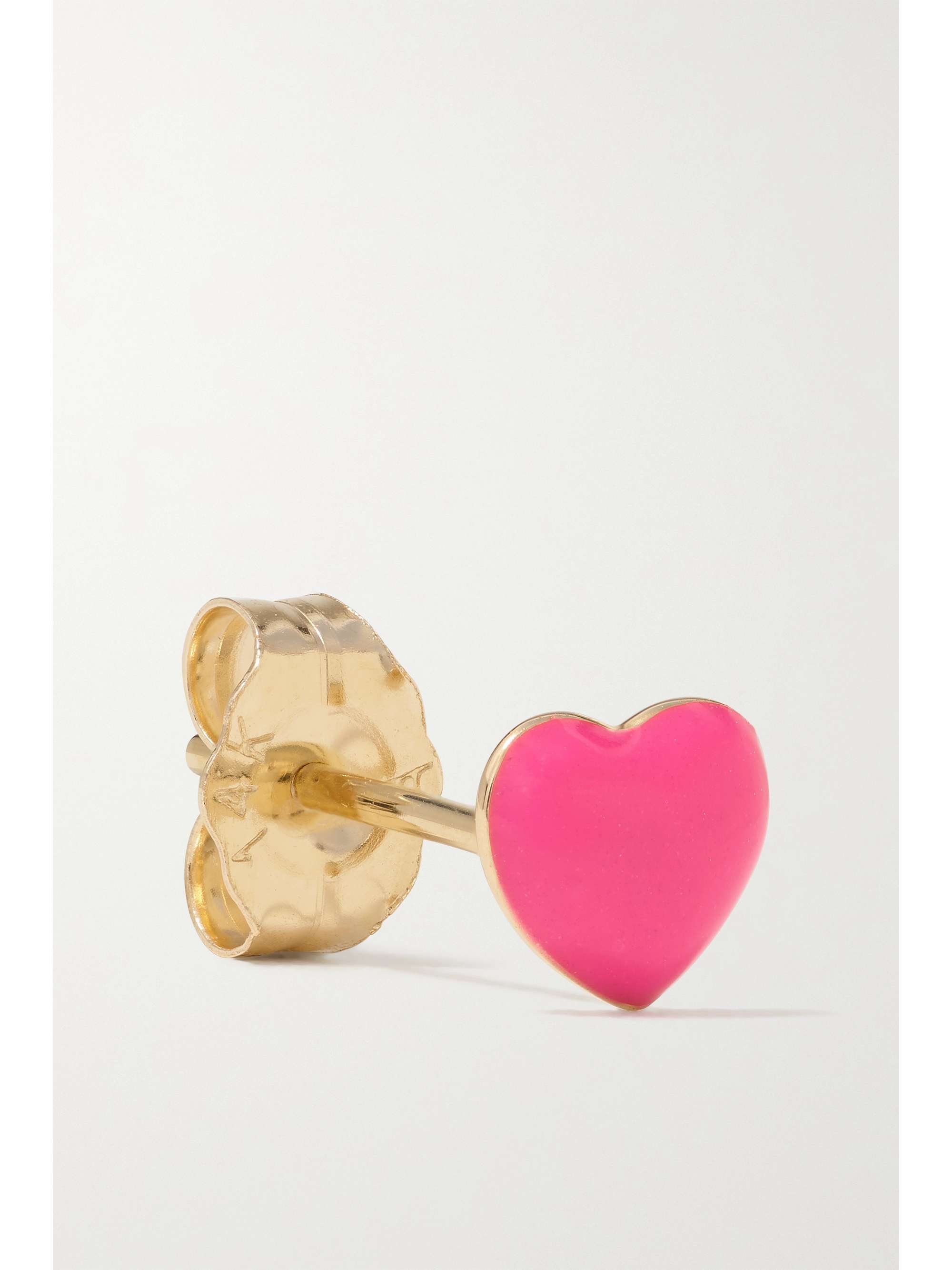ALISON LOU Mini Puffy Heart 14-karat gold and enamel single earring