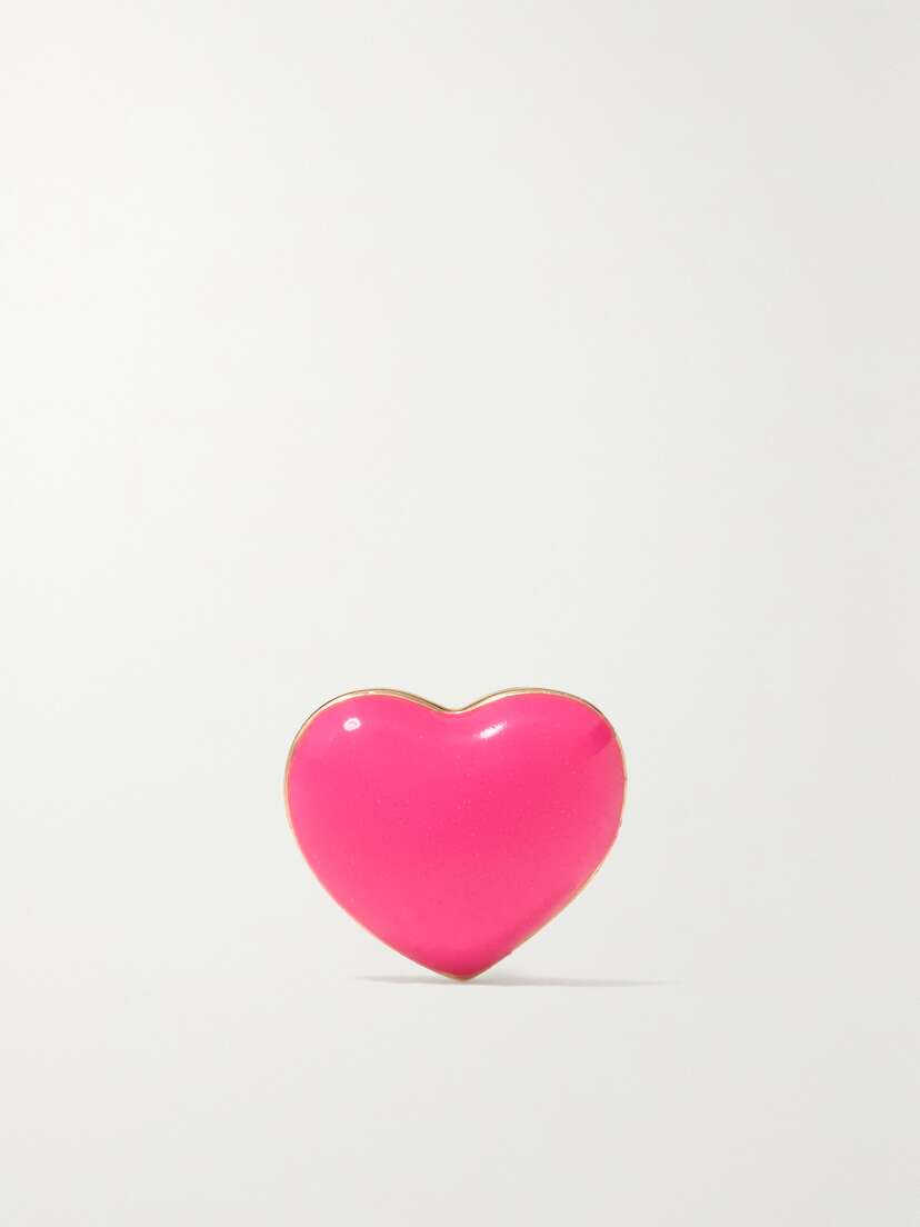 Alison Lou Mini Puffy Heart 14-karat Gold And Enamel Single Earring