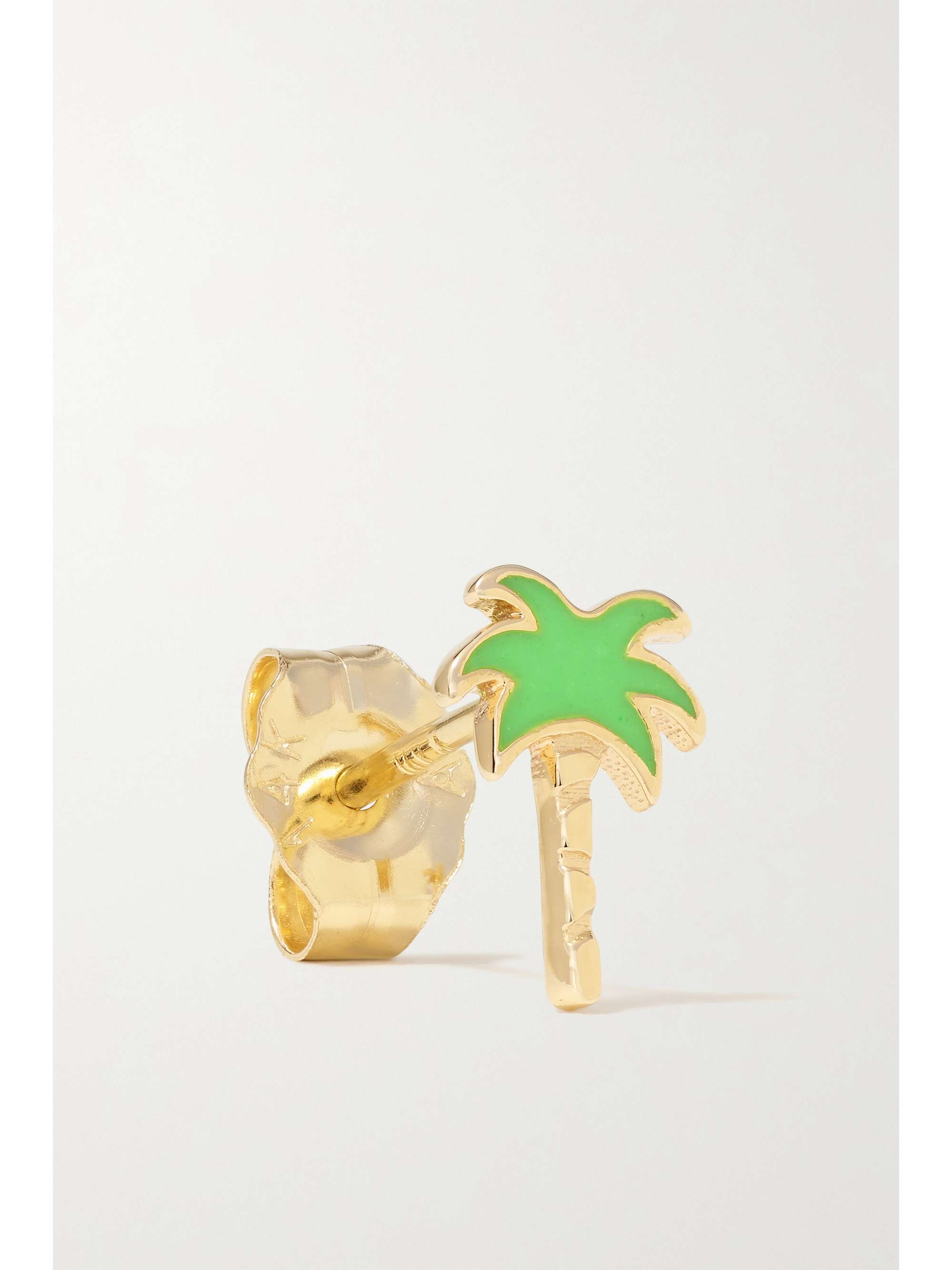 ALISON LOU Boucle d'oreille unique en or 14 carats (585/1000) et émail Palm Tree