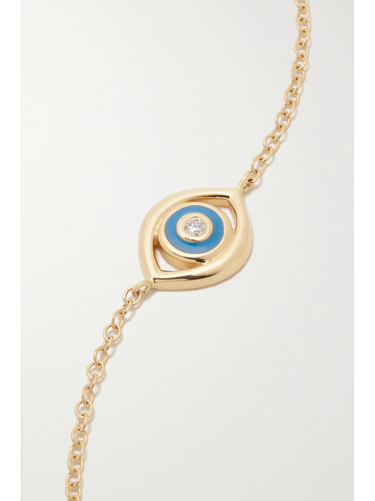 Alison Lou Evil Eye 14-karat Gold, Enamel And Diamond Bracelet In Gold