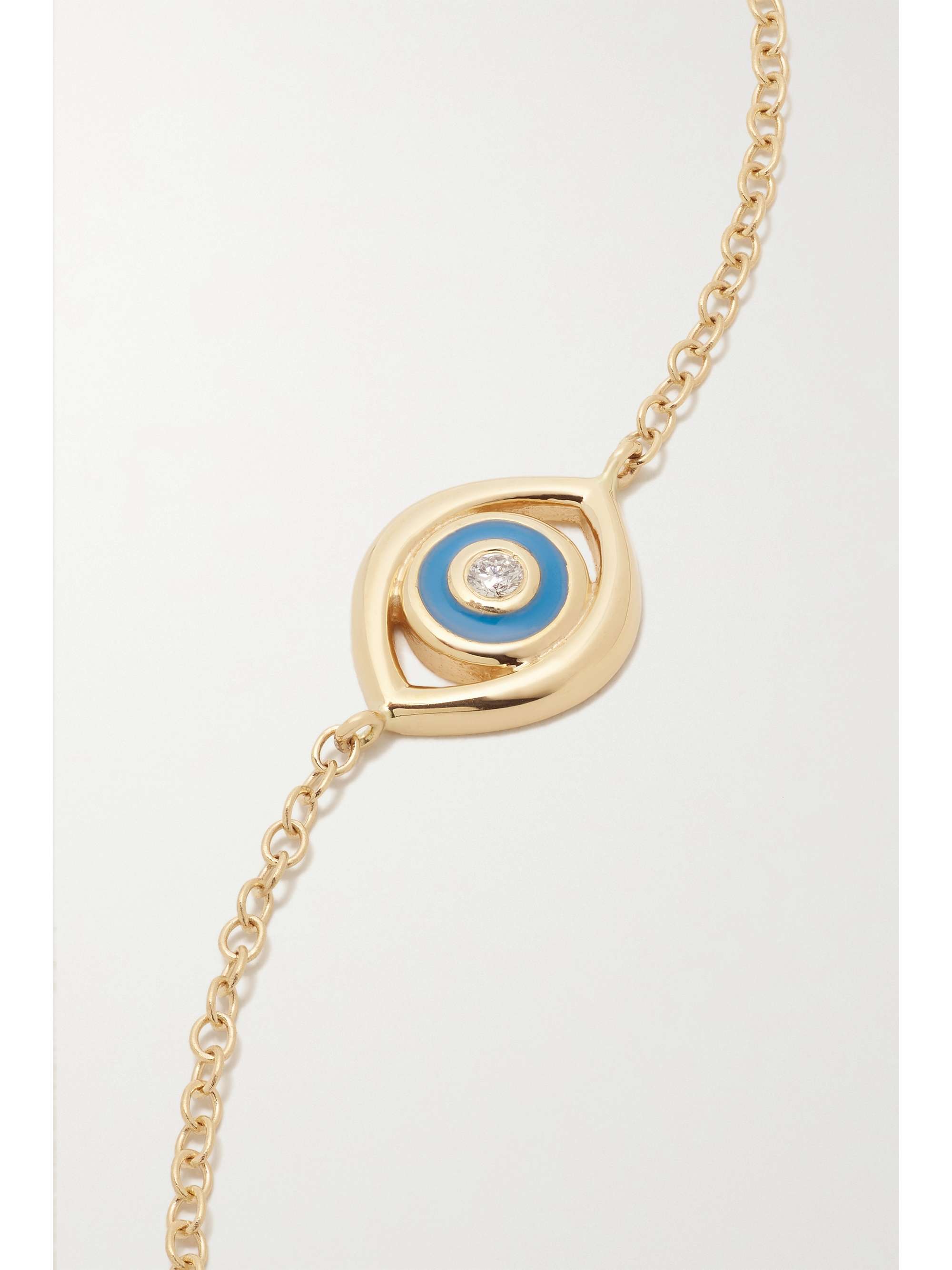 ALISON LOU Evil Eye 14-karat gold, enamel and diamond bracelet