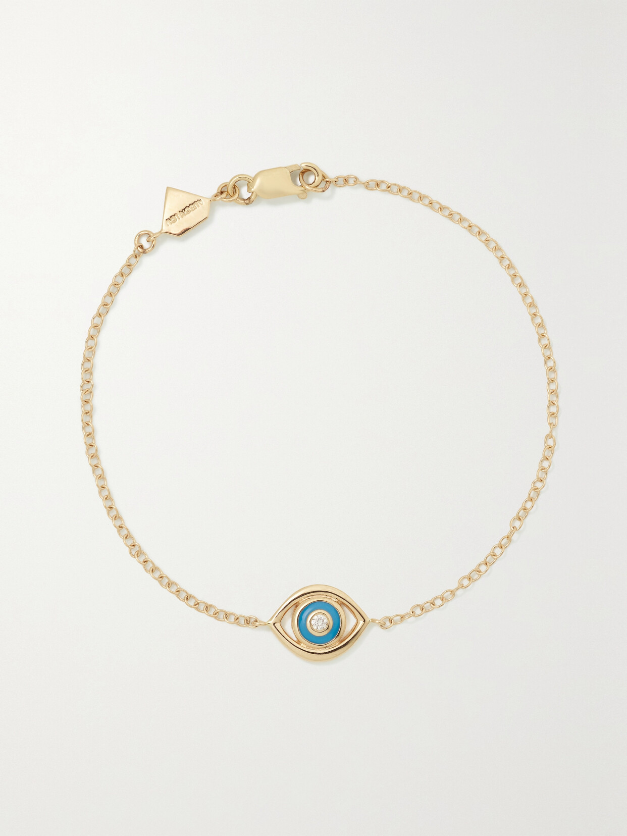 Alison Lou Evil Eye 14-karat Gold, Enamel And Diamond Bracelet