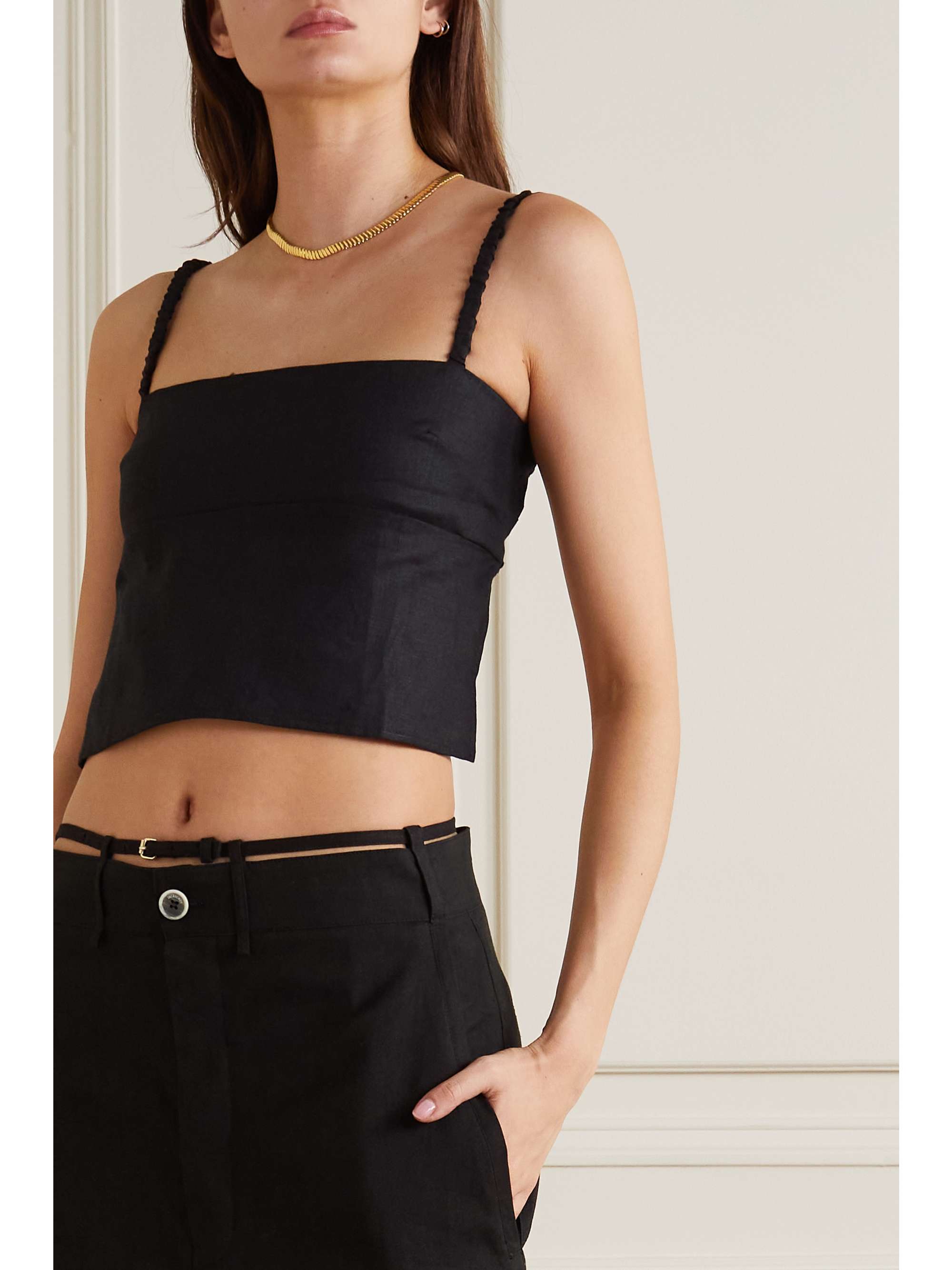 Black Rind open-back linen camisole 