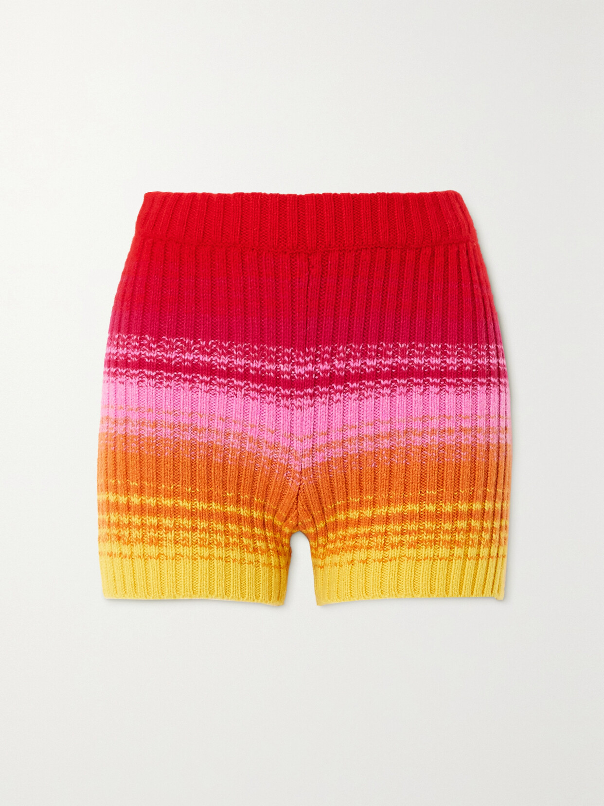 The Elder Statesman Morphe Striped Ribbed Cashmere Shorts In Pink