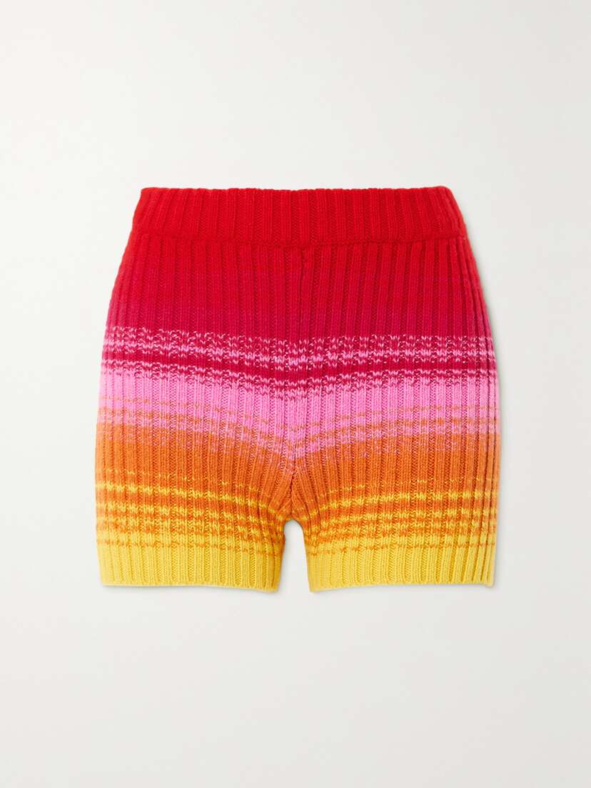 The Elder Statesman Morphe Striped Ribbed Cashmere Shorts