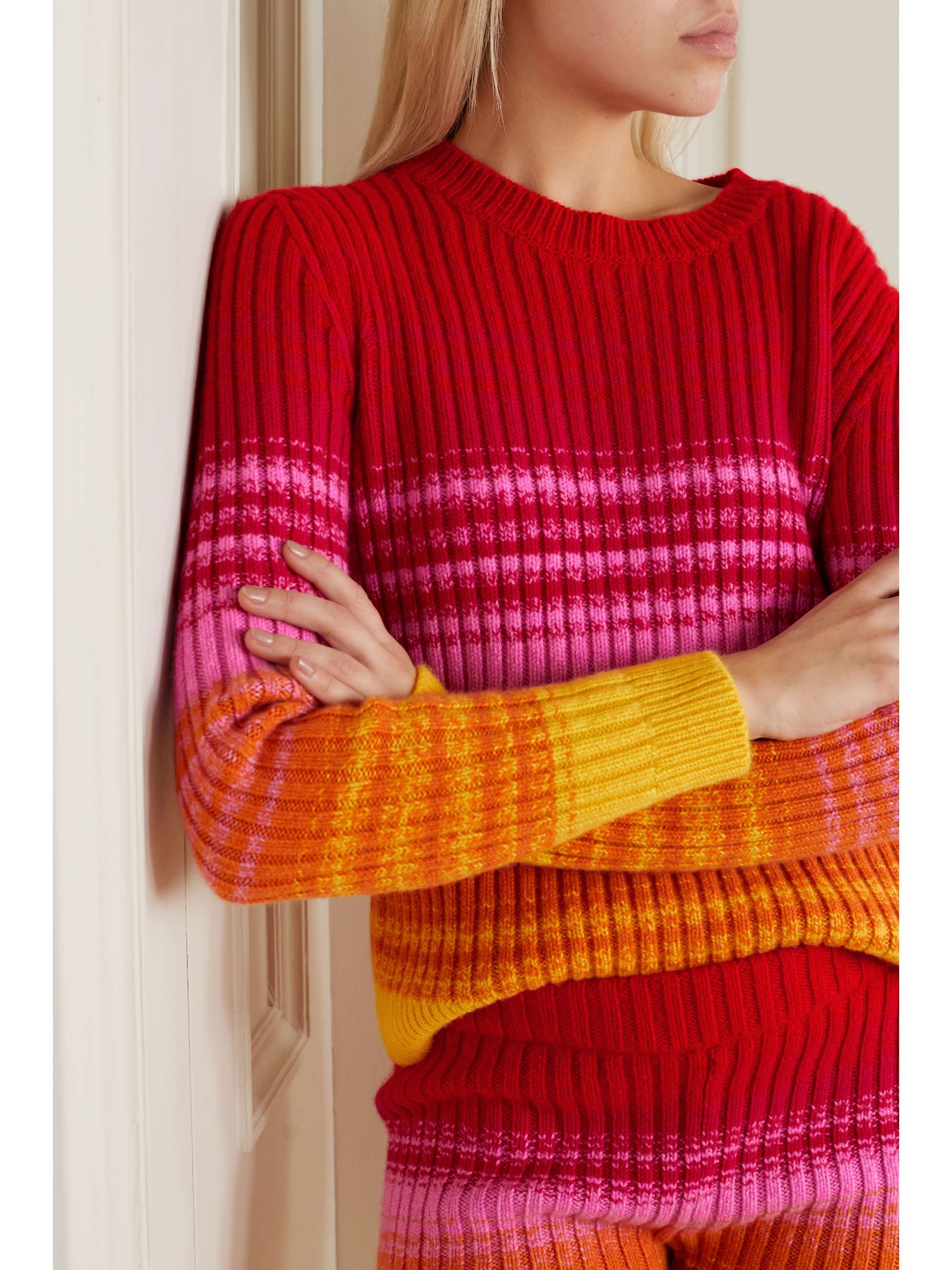 THE ELDER STATESMAN Morphe striped ribbed cashmere sweater