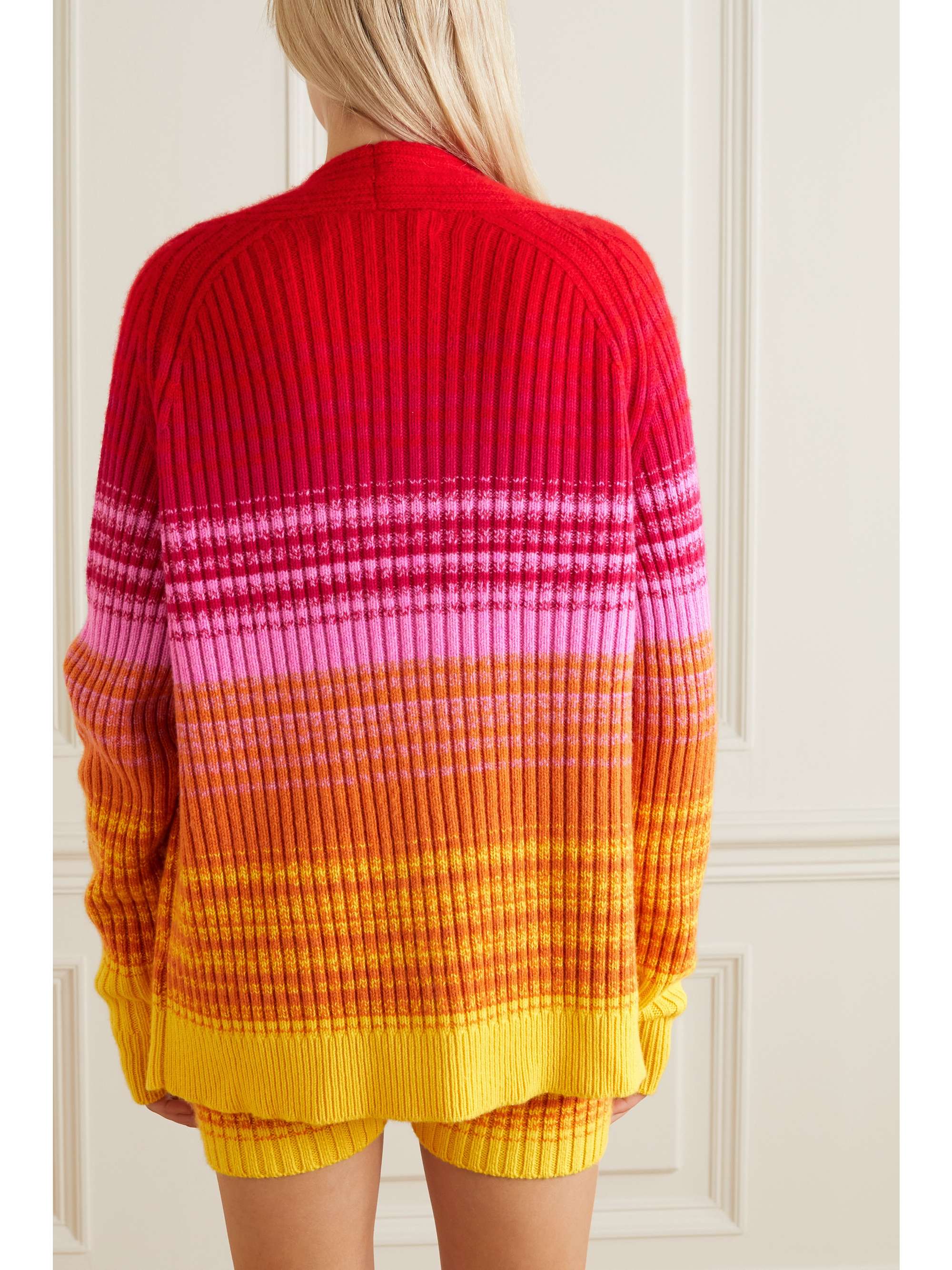 THE ELDER STATESMAN Morphe striped ribbed cashmere cardigan