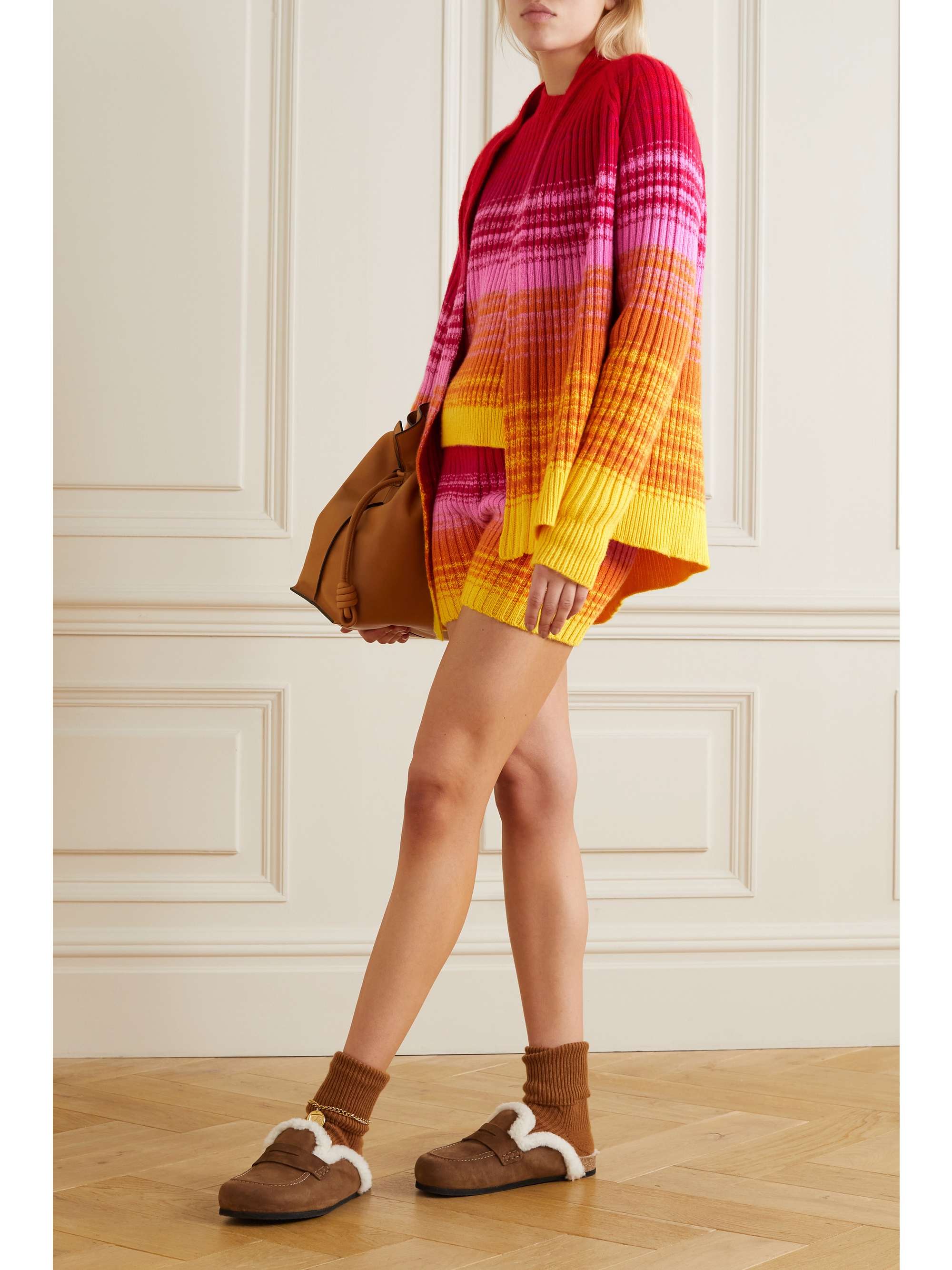 THE ELDER STATESMAN Morphe striped ribbed cashmere cardigan