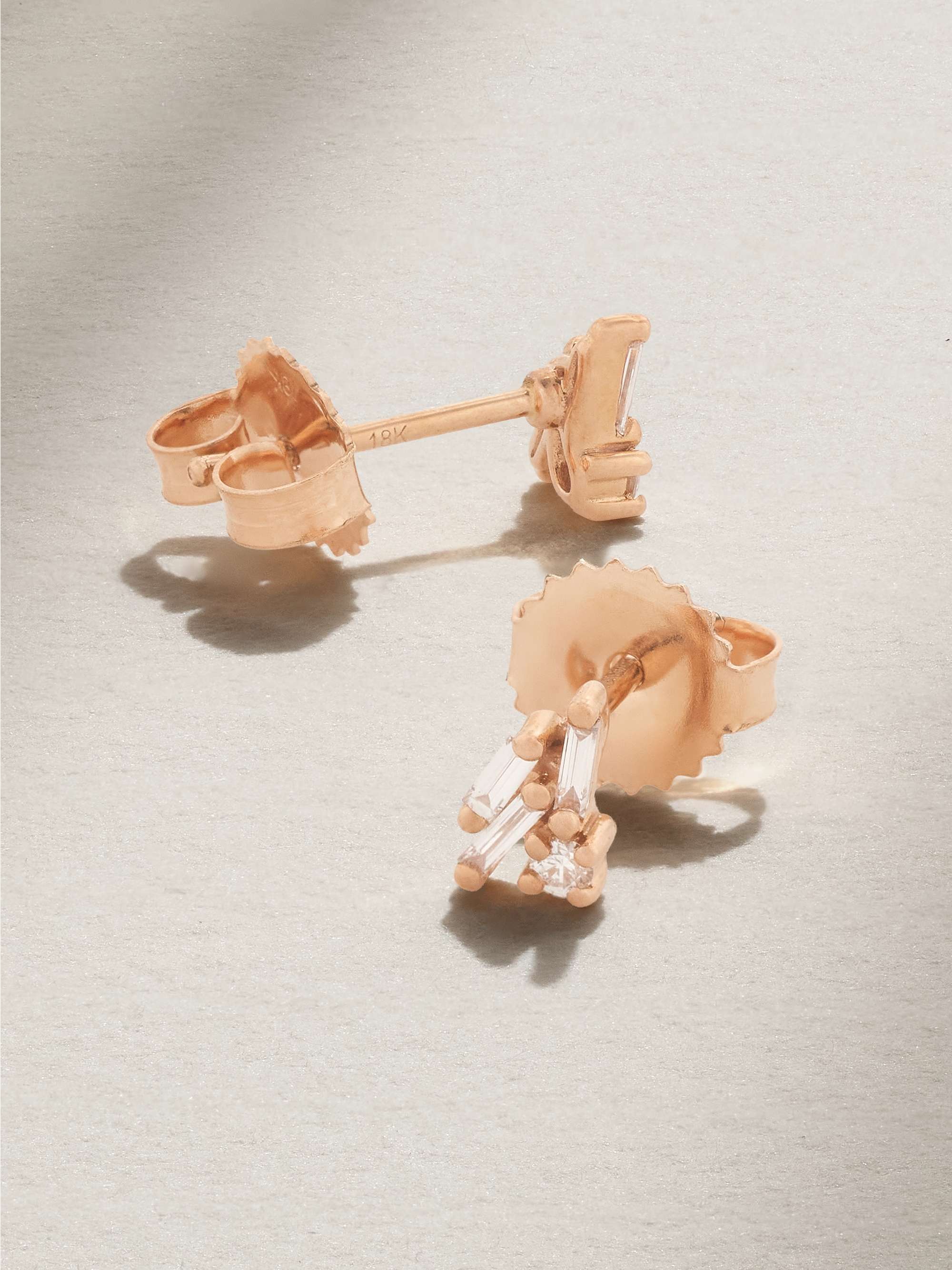 SUZANNE KALAN 18-karat rose gold diamond earrings