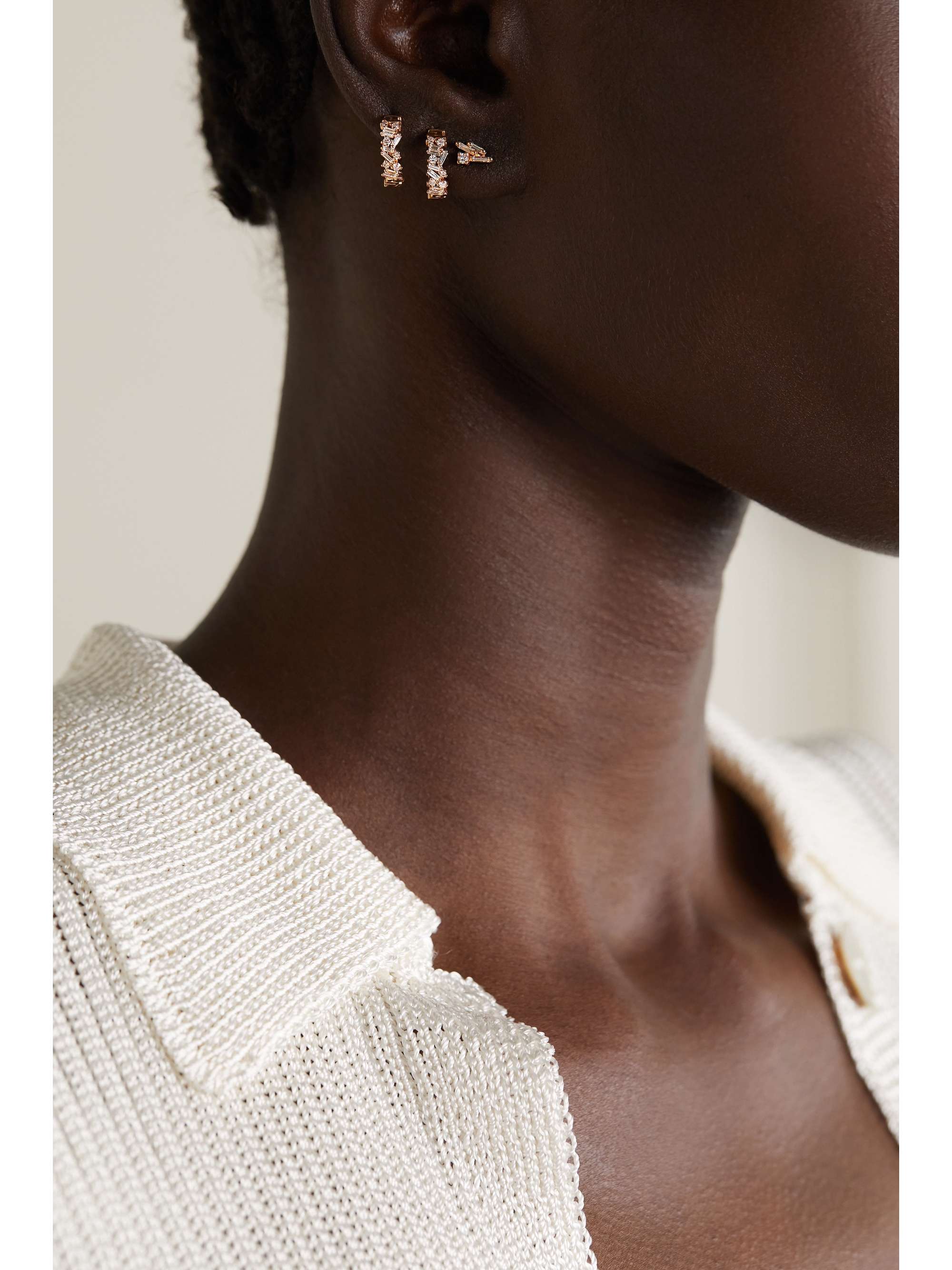SUZANNE KALAN 18-karat rose gold diamond earrings