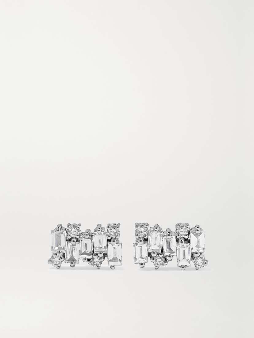 Suzanne Kalan Shimmer 18-karat White Gold Diamond Earrings