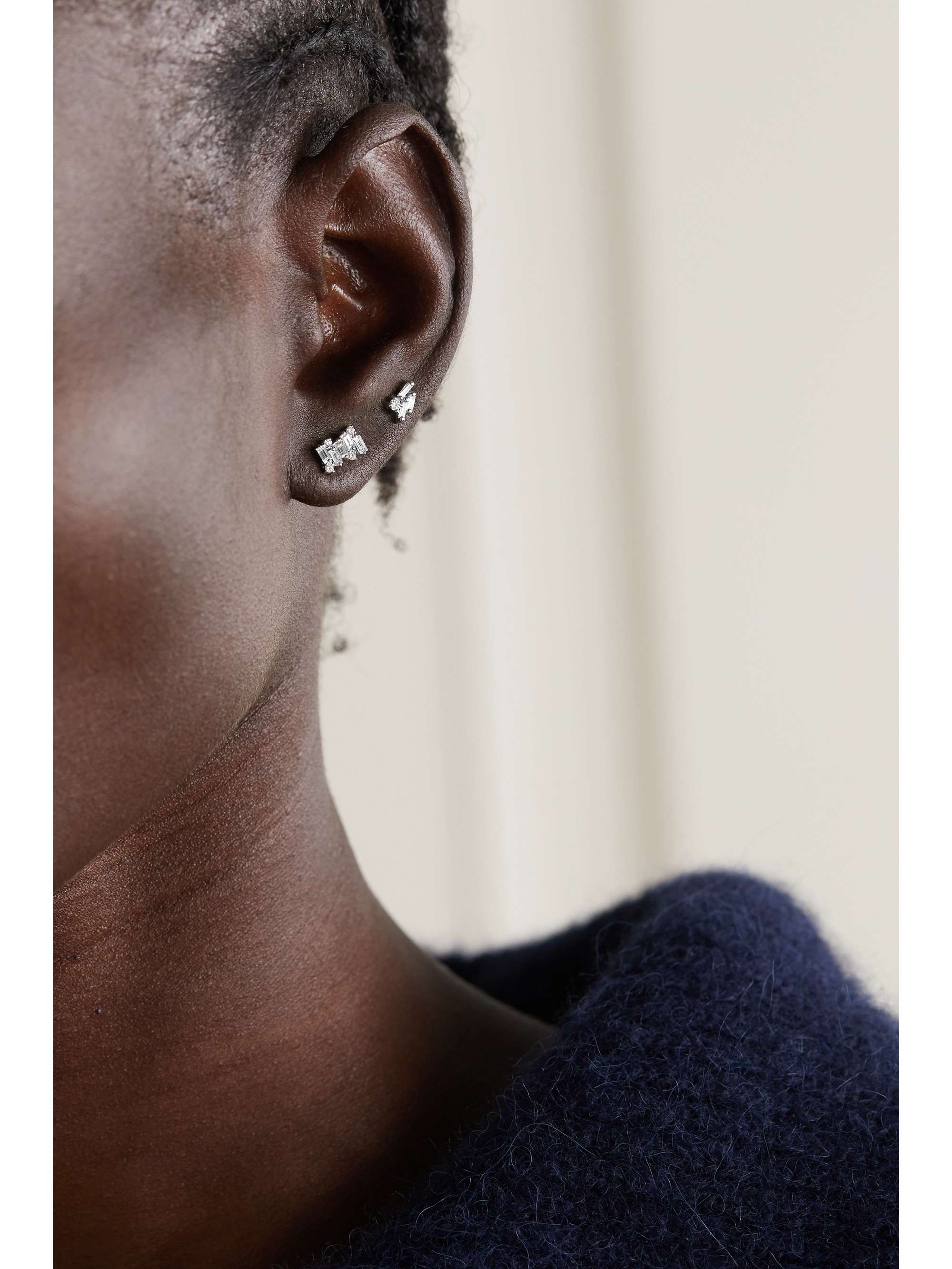 SUZANNE KALAN Shimmer 18-karat white gold diamond earrings
