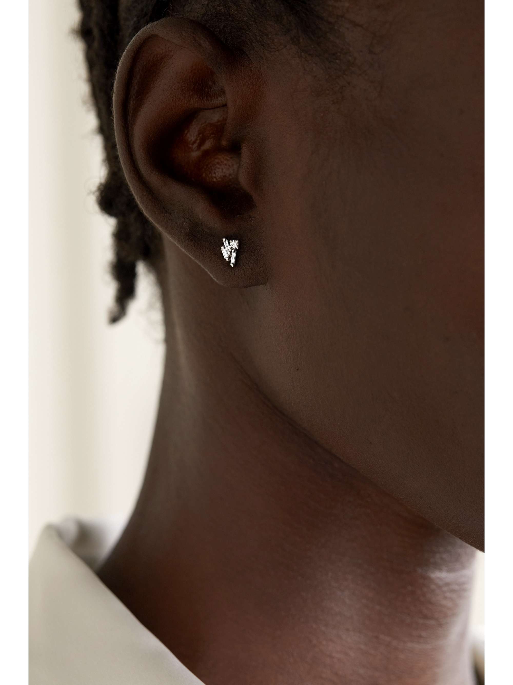 SUZANNE KALAN 18-karat white gold diamond earrings