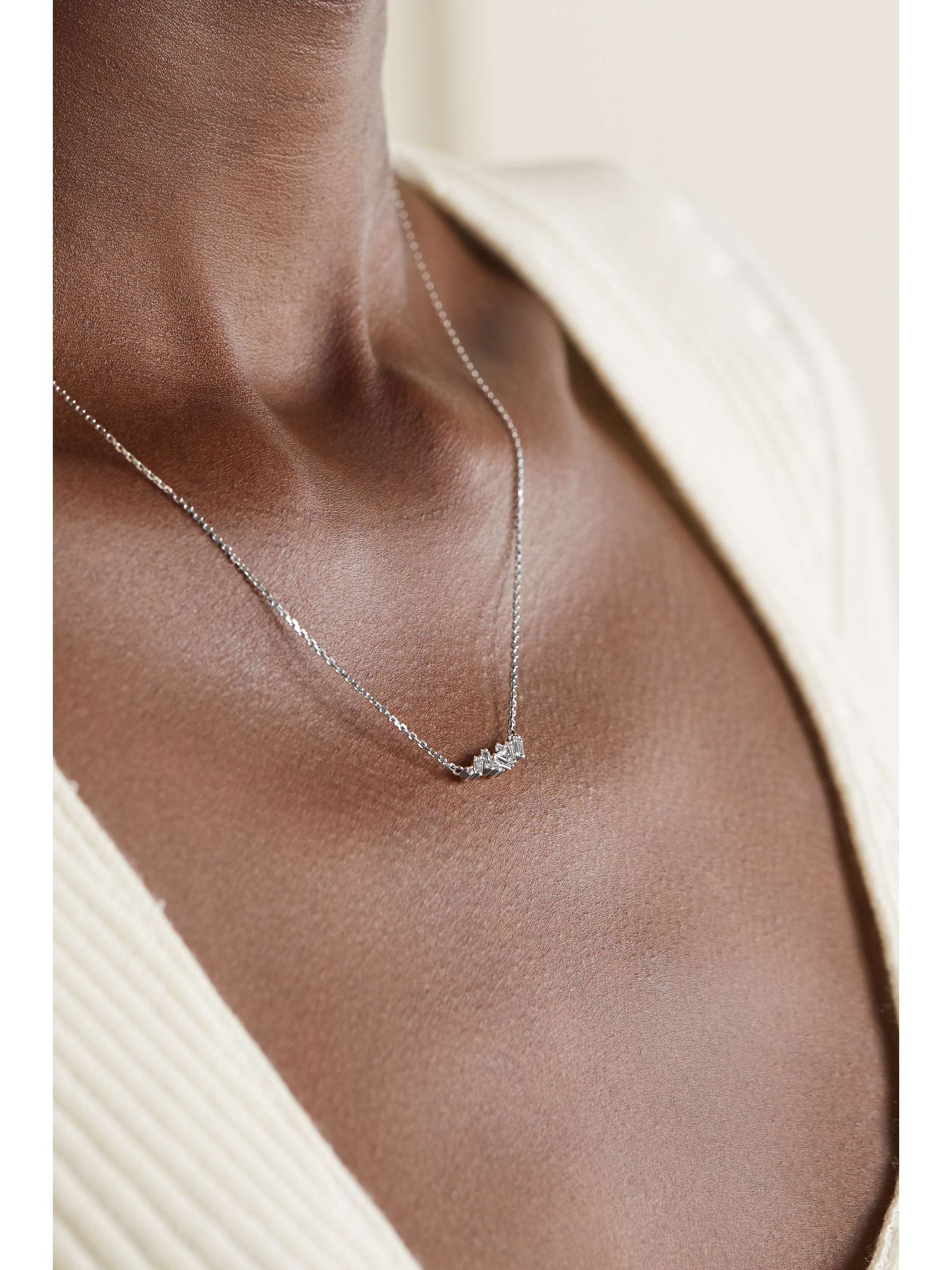 SUZANNE KALAN 18-karat white gold diamond necklace