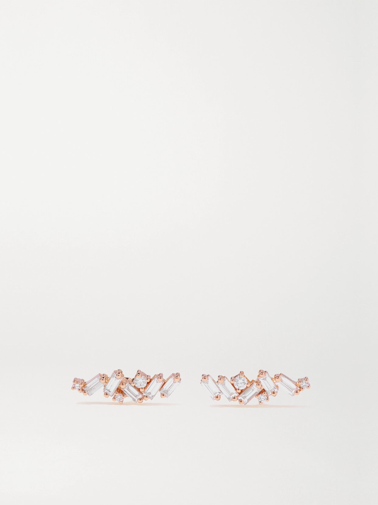 Suzanne Kalan 18-karat Rose Gold Diamond Earrings