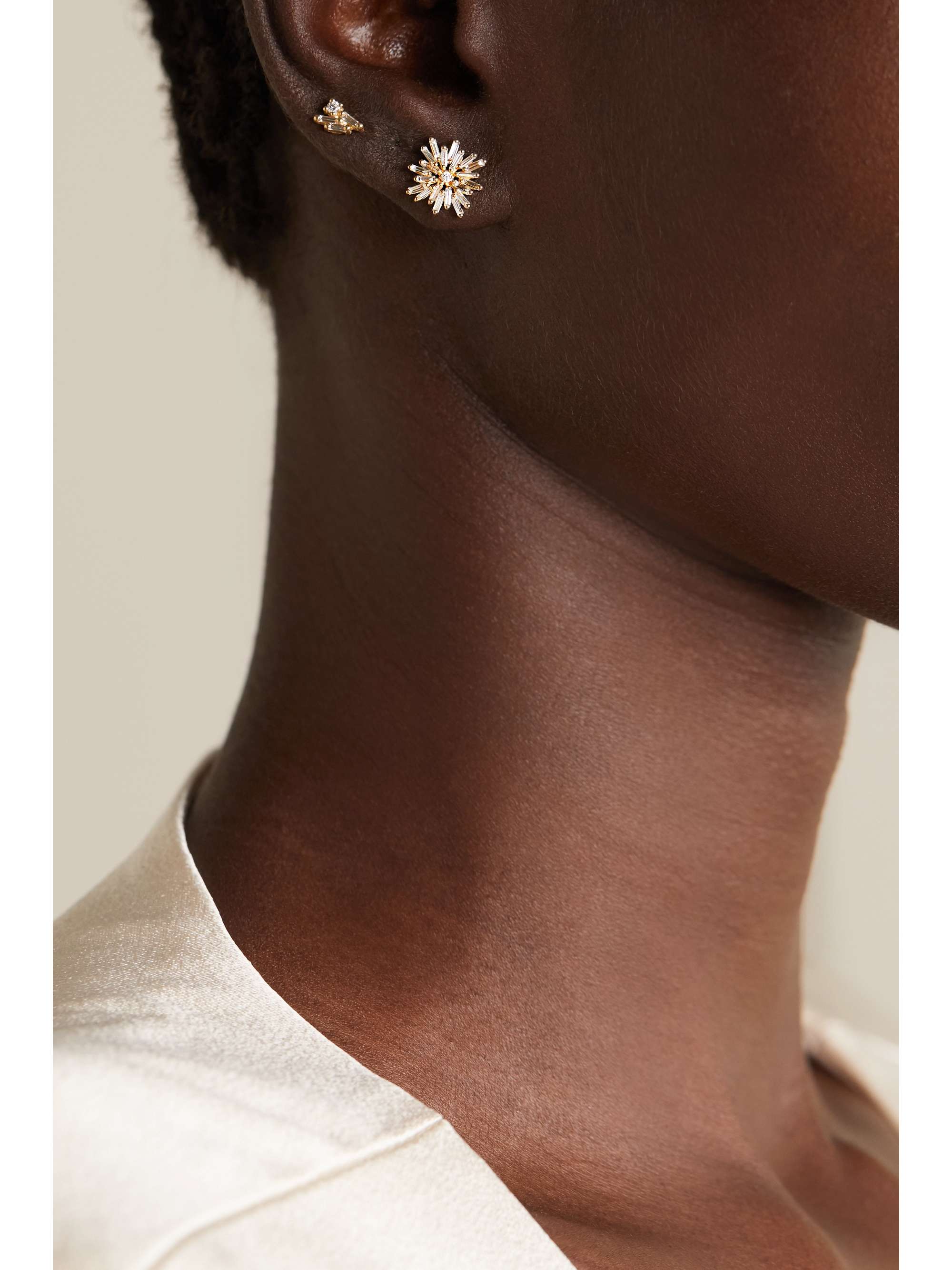 SUZANNE KALAN 18-karat gold diamond earrings
