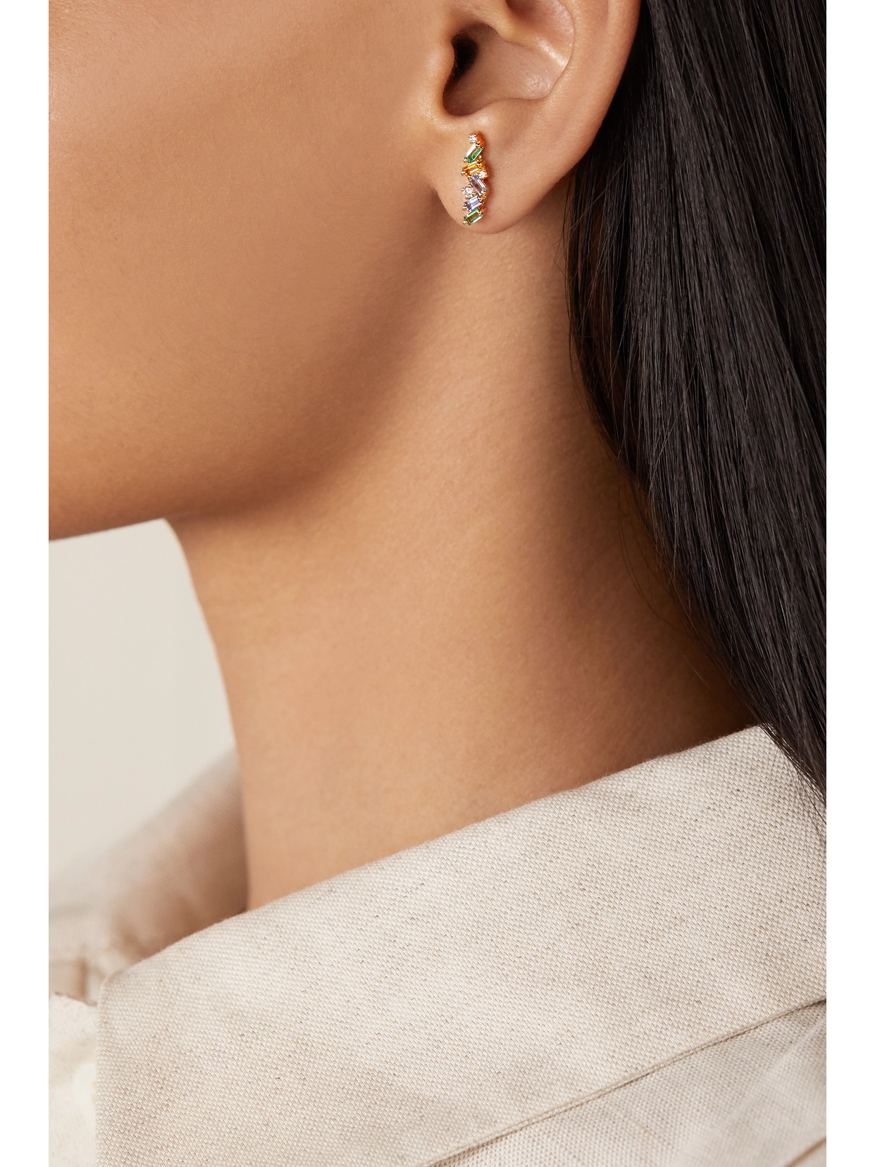 Suzanne Kalan 18-karat Gold Multi-stone Earrings In Gold