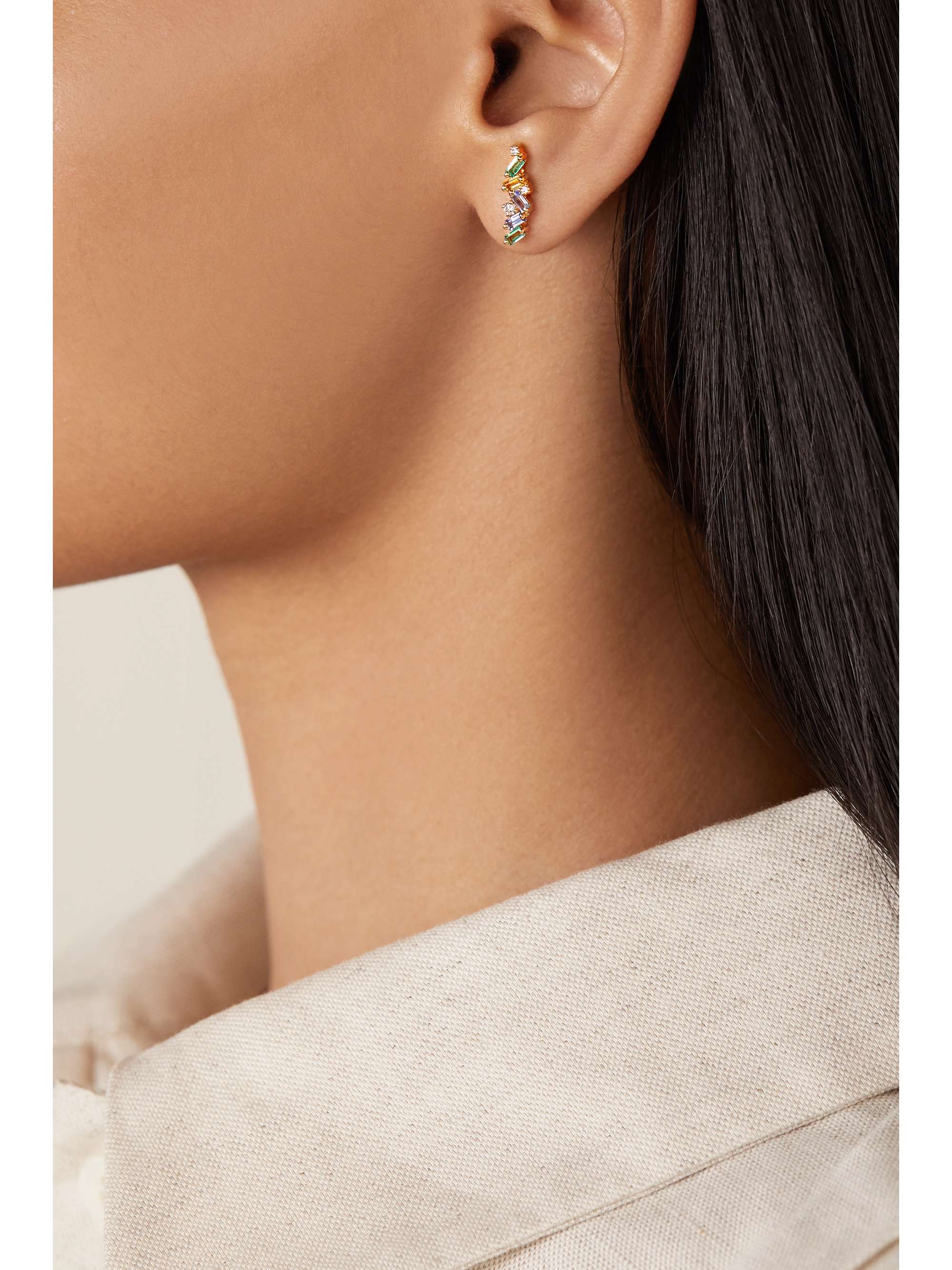 SUZANNE KALAN 18-karat gold multi-stone earrings