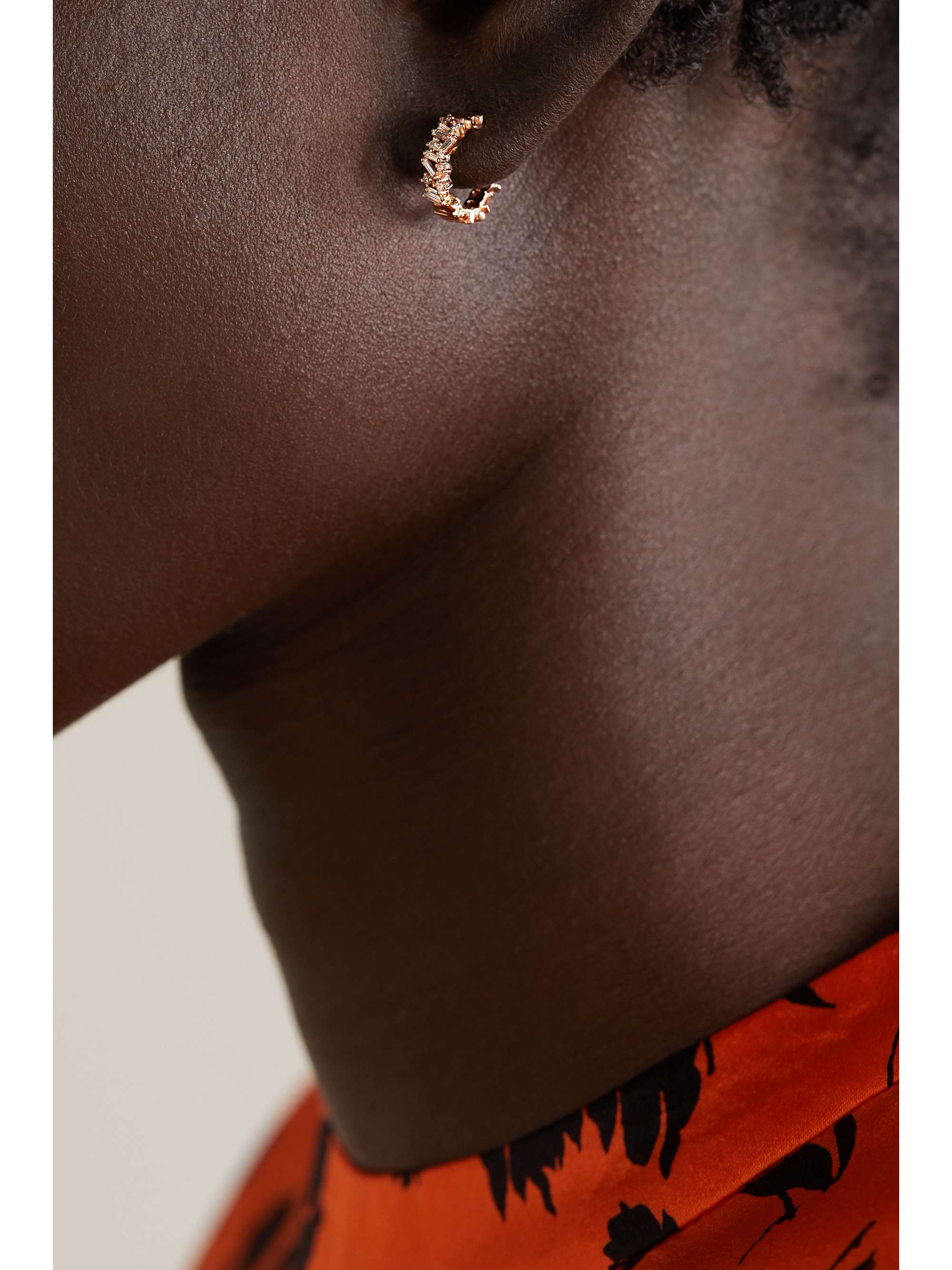 SUZANNE KALAN 18-karat rose gold diamond hoop earrings