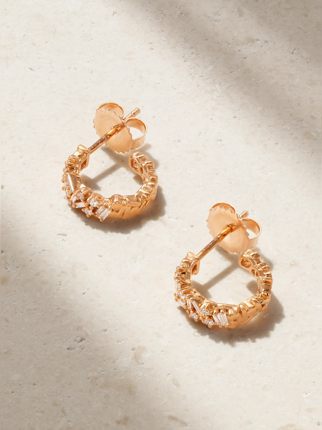 Suzanne Kalan - 18-karat Rose Gold Diamond Hoop Earrings - One size