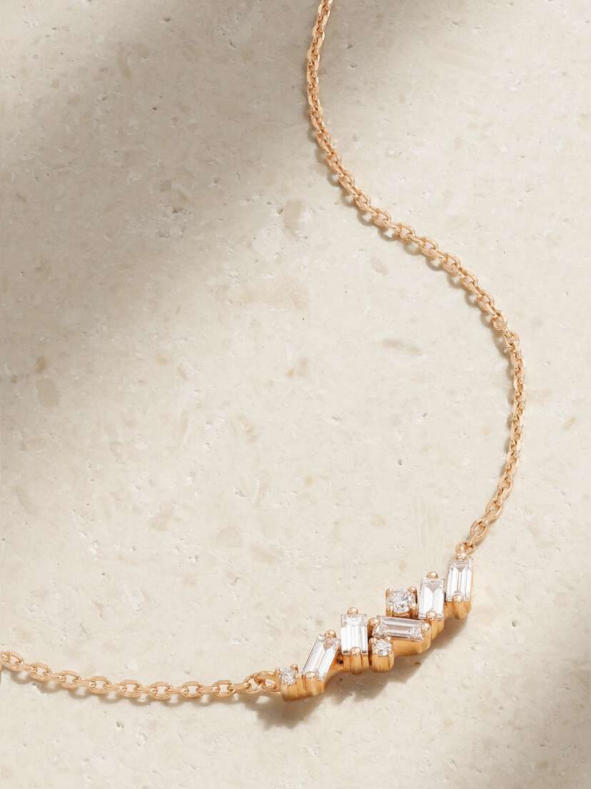 Suzanne Kalan 18-karat Rose Gold Diamond Necklace
