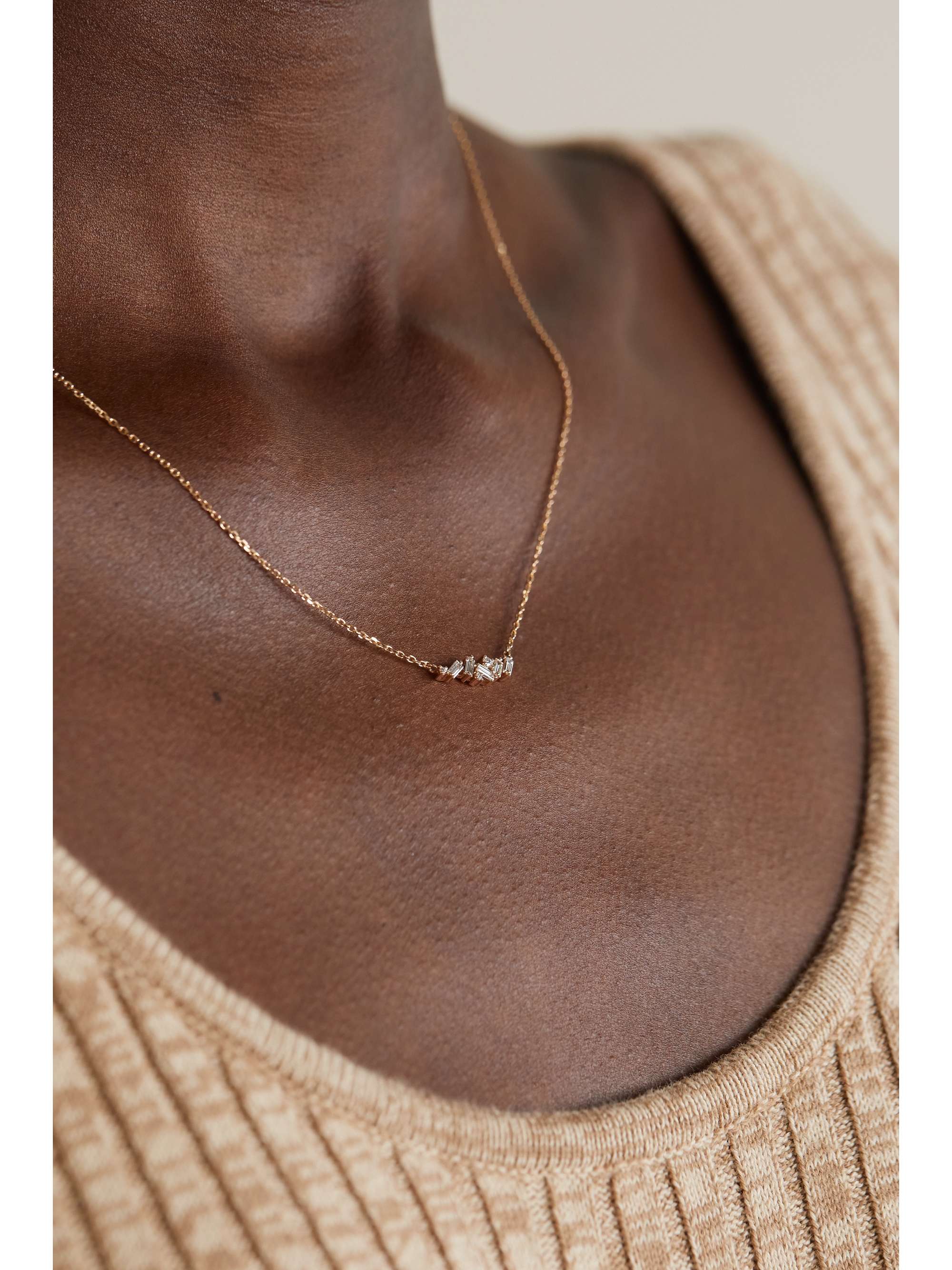 SUZANNE KALAN 18-karat white gold diamond necklace