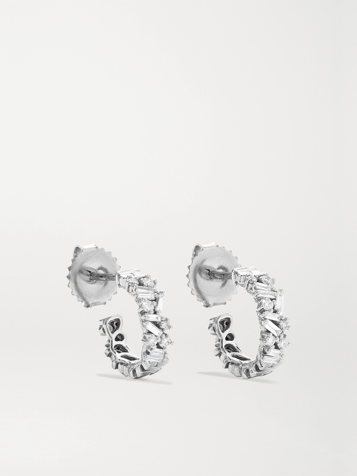 Suzanne Kalan 18-karat White Gold Diamond Hoop Earrings