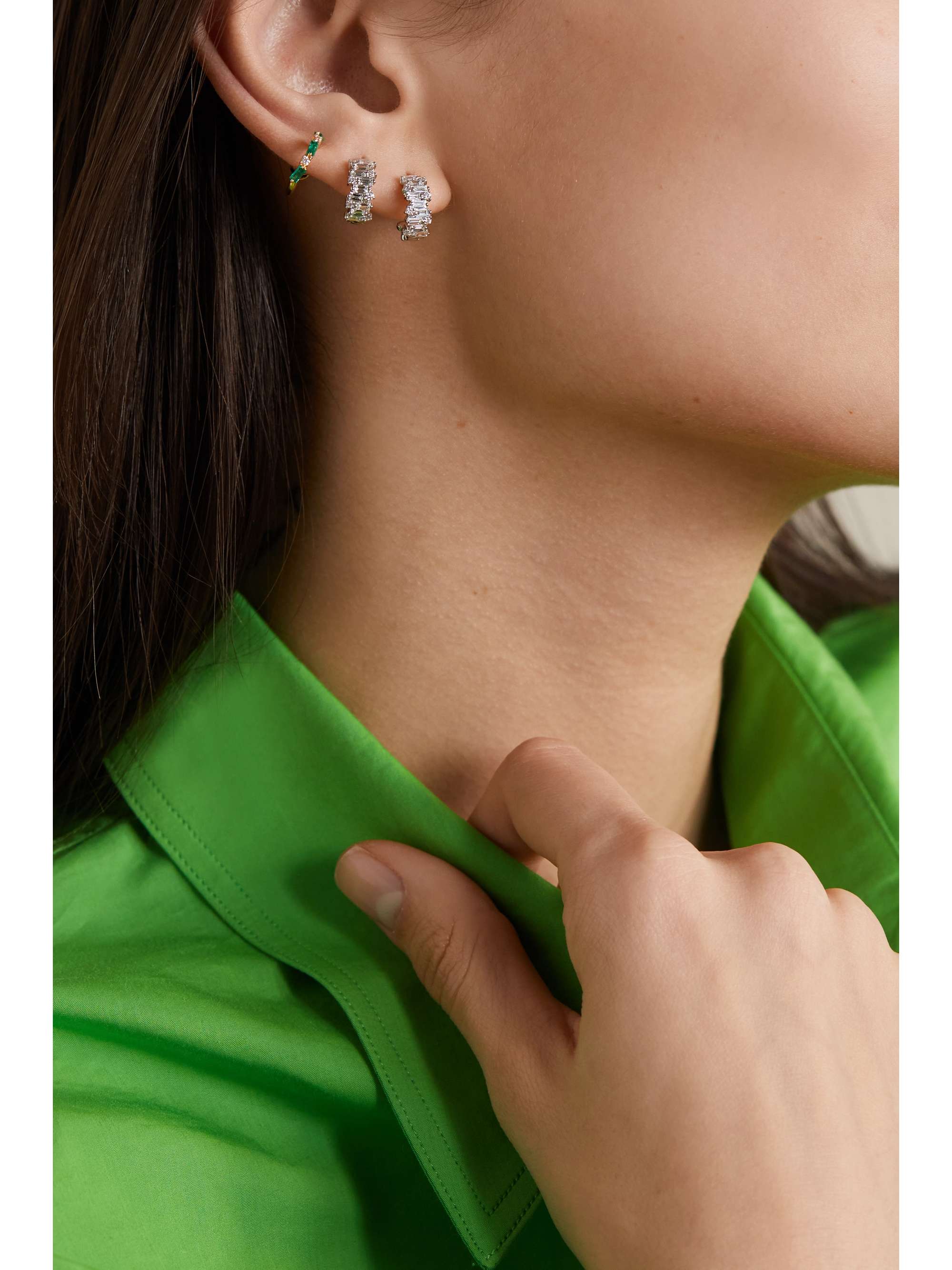 SUZANNE KALAN 18-karat rose gold diamond hoop earrings