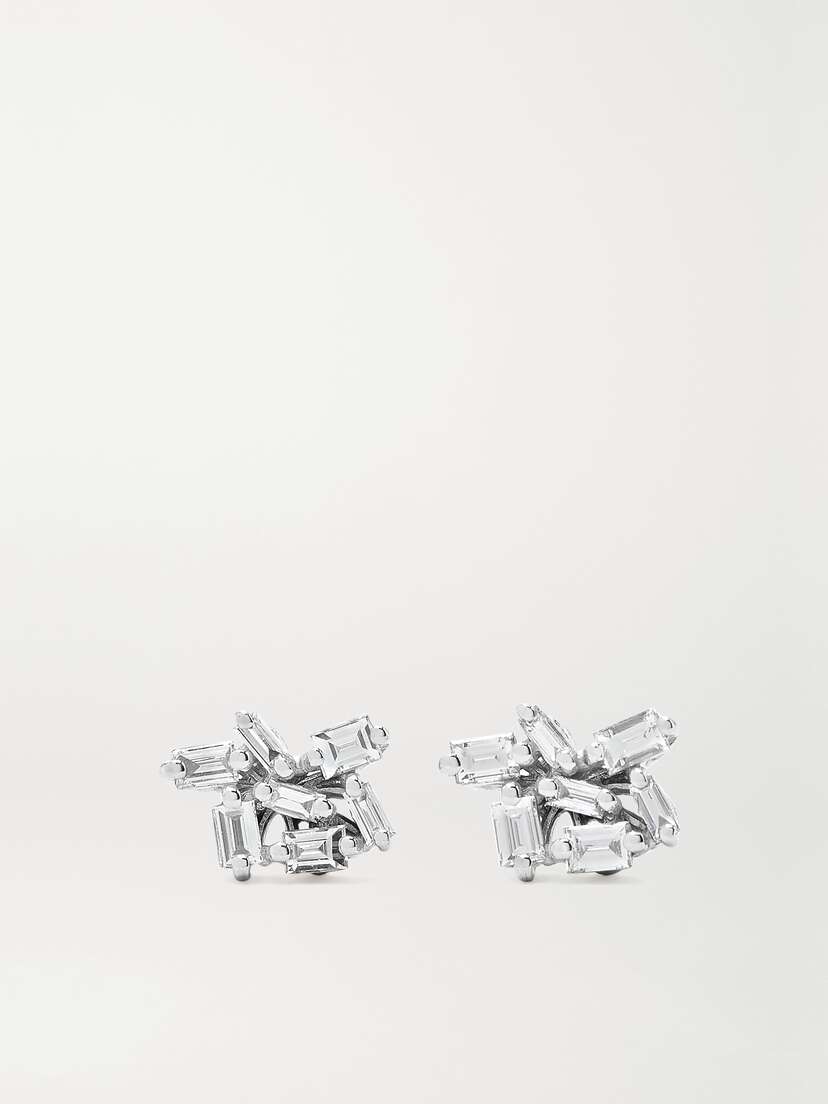 Suzanne Kalan 18-karat White Gold Diamond Earrings