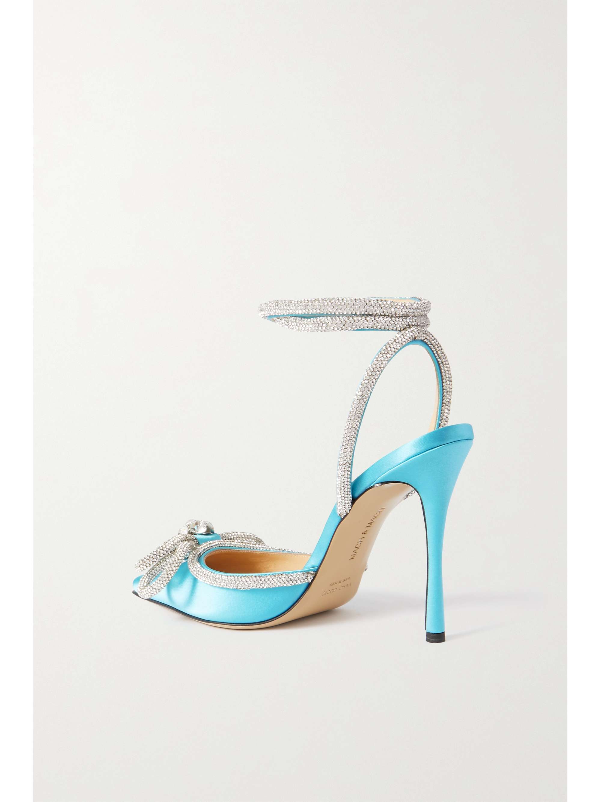 mach & mach double bow embellished satin pumps