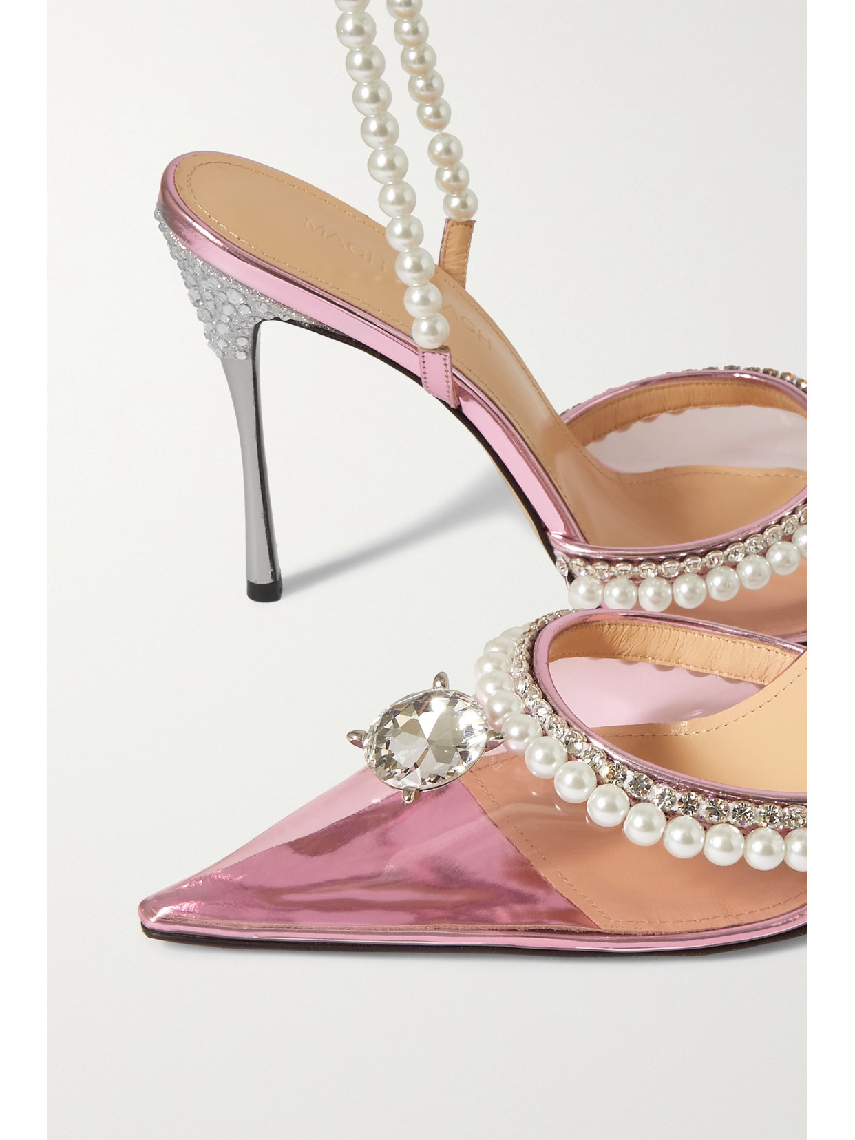 Mach&mach Diamond Of Elizabeth Embellished Pvc And Patent-leather Sandals In Pink