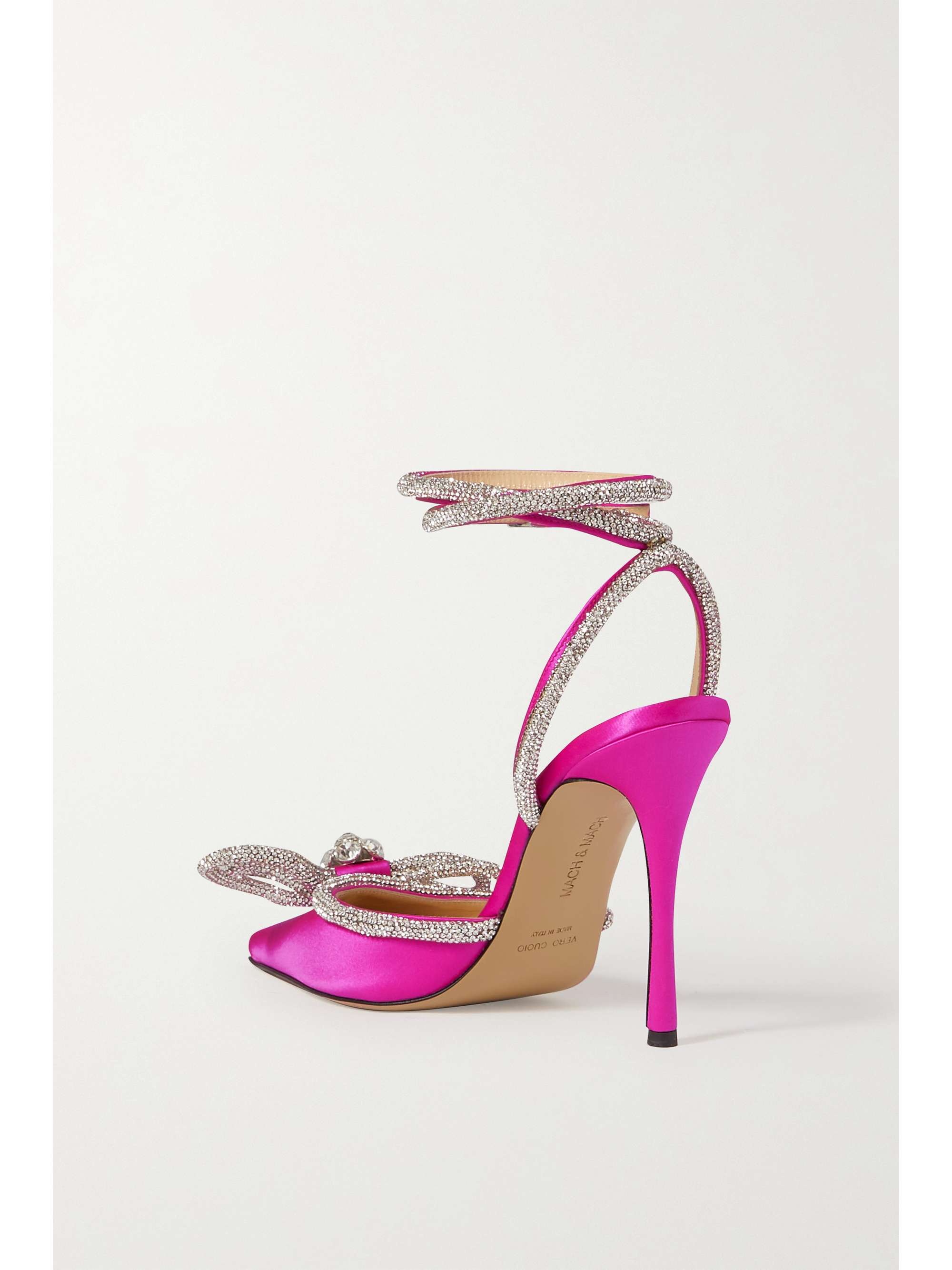 mach & mach double bow embellished satin pumps