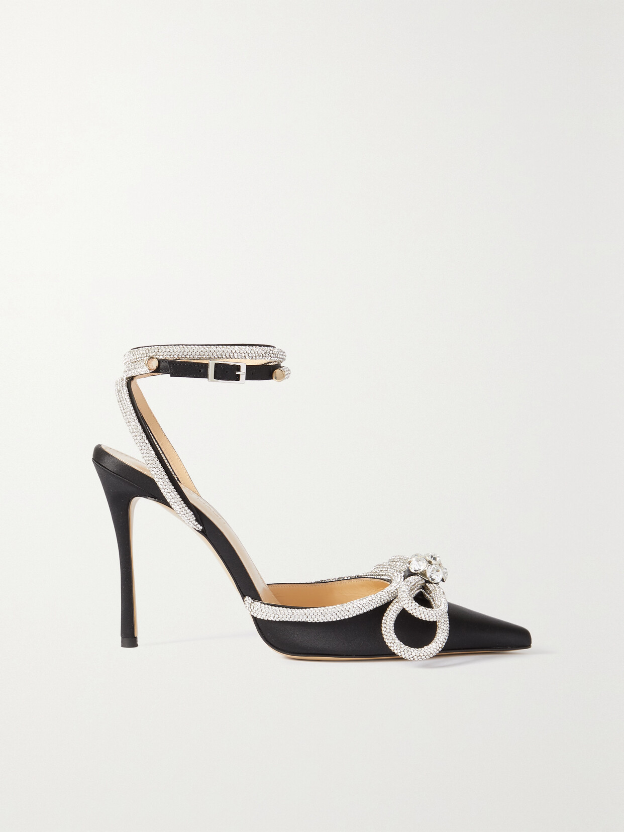 mach & mach double bow embellished satin pumps