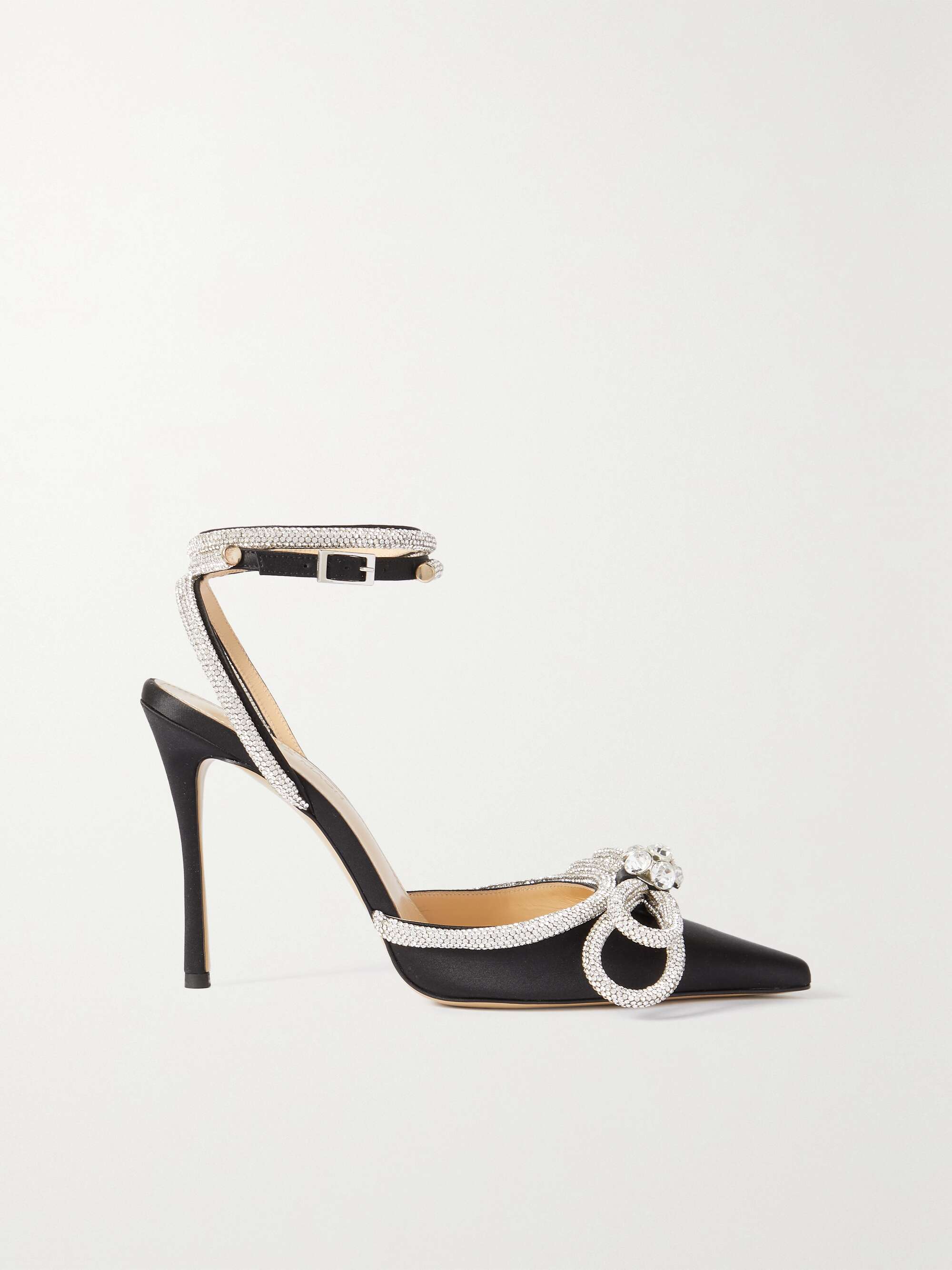 MACH & MACH Double Bow crystal-embellished silk-satin point-toe pumps | NET-A-PORTER