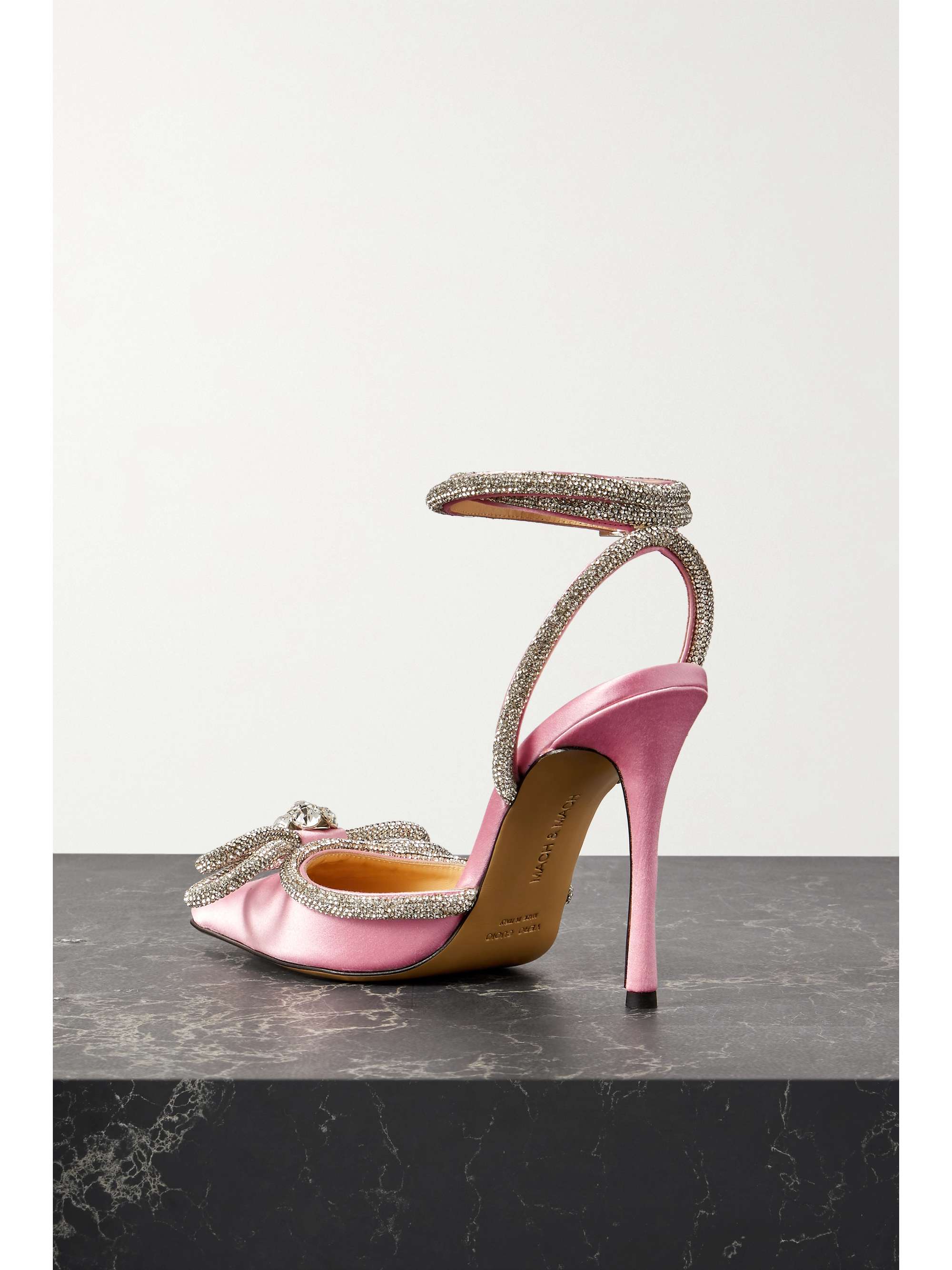 mach & mach double bow embellished satin pumps