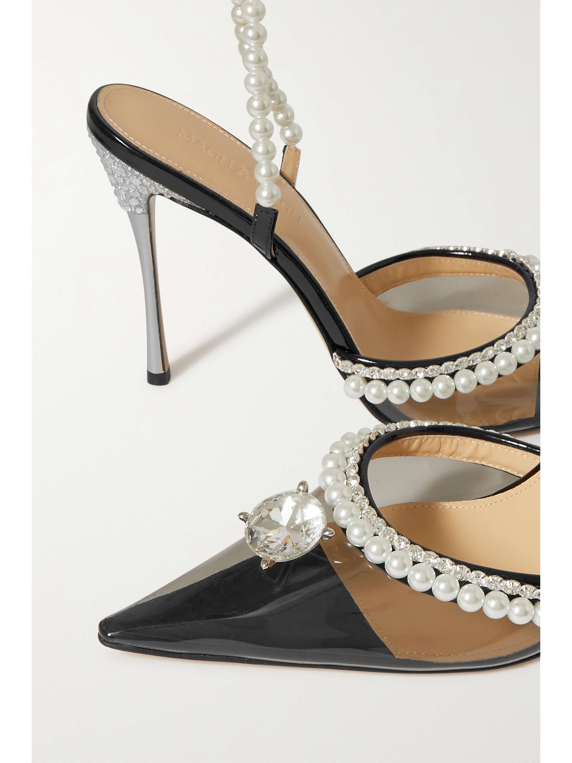 MACH & MACH Diamond of Elizabeth embellished PVC and patent-leather sandals