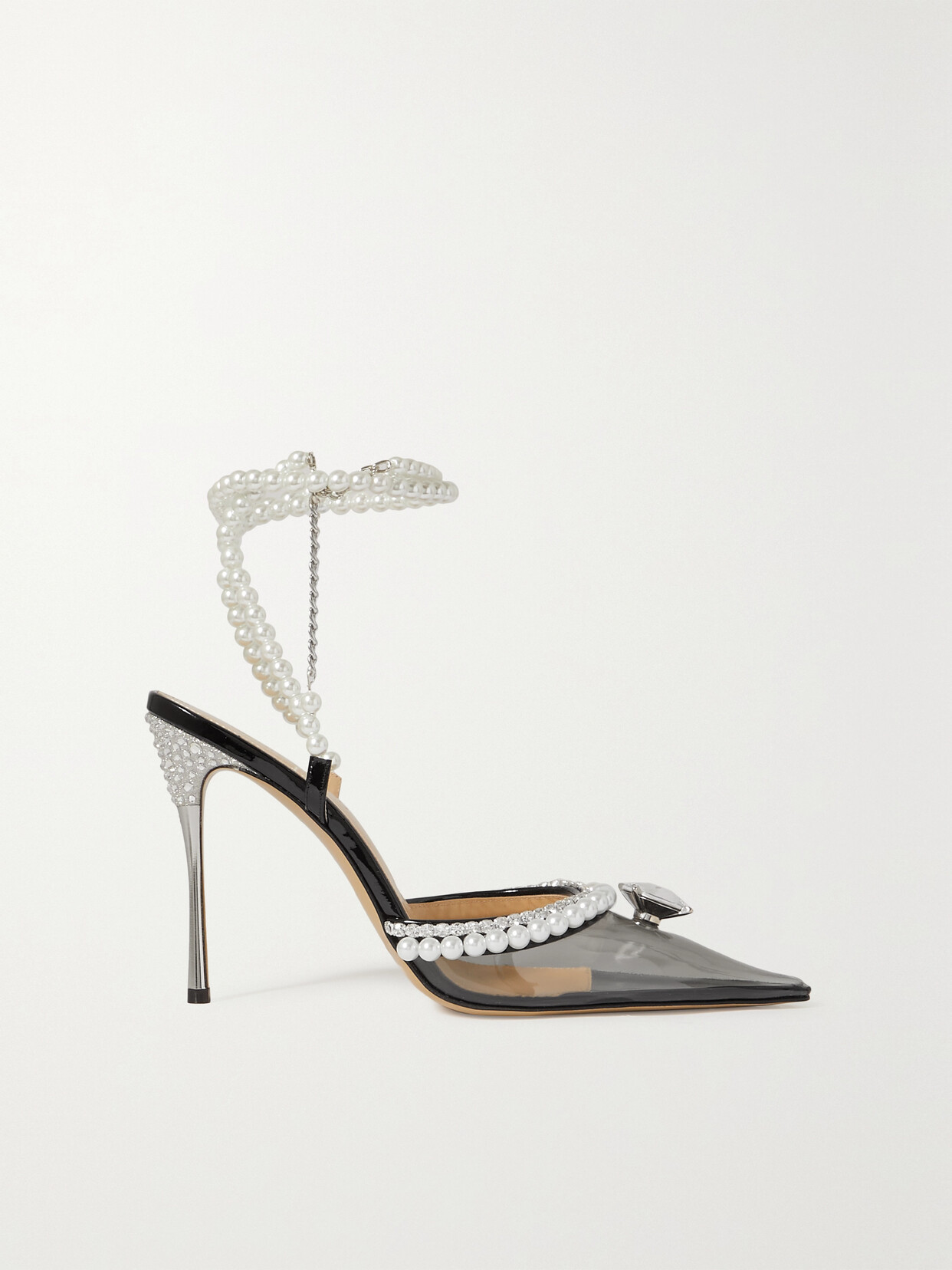MACH & MACH Diamond Of Elizabeth Embellished Pvc And Patent-leather Sandals - Black