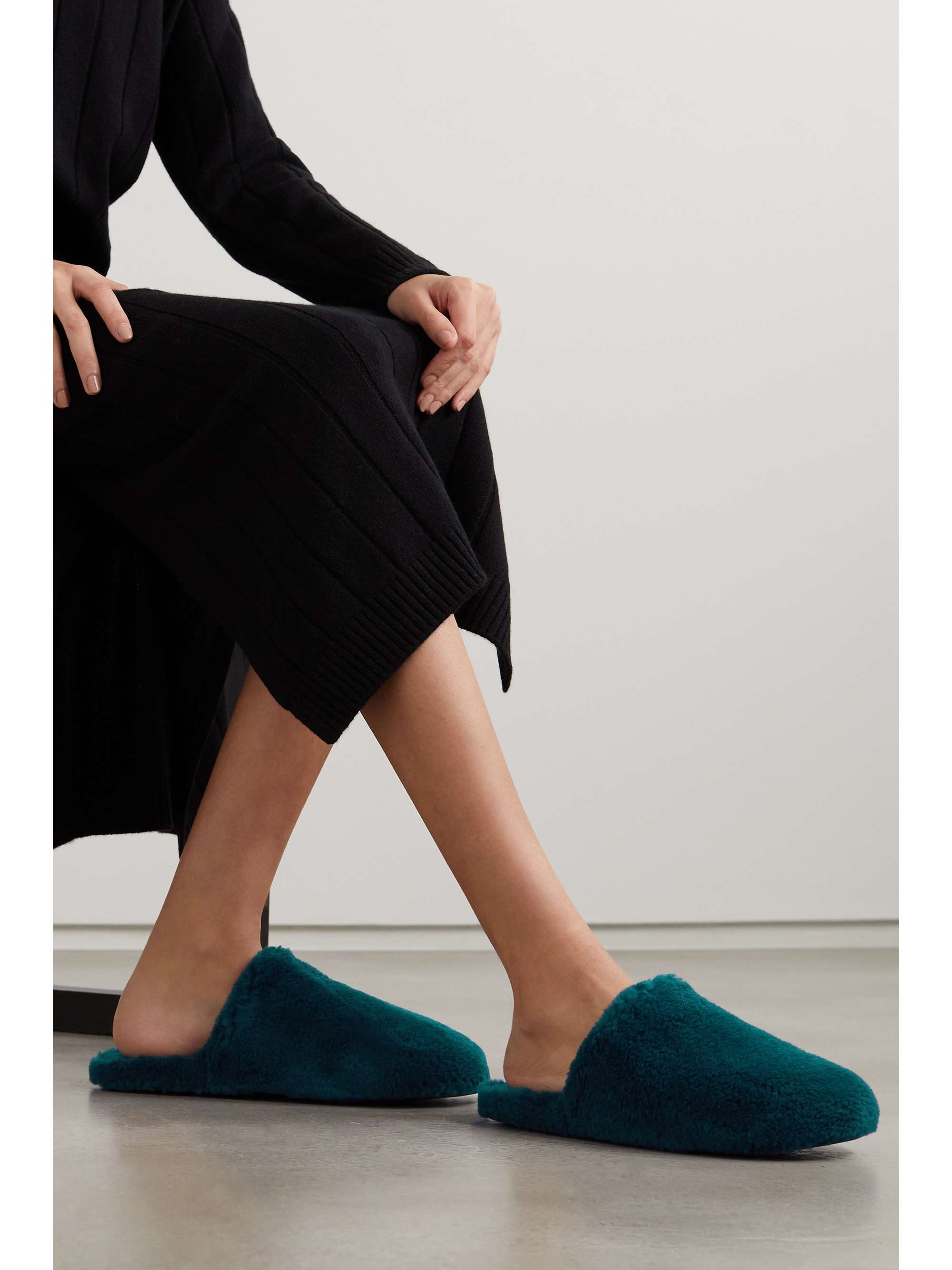LORO PIANA Wintercozy cashmere and silk-blend faux shearling slippers