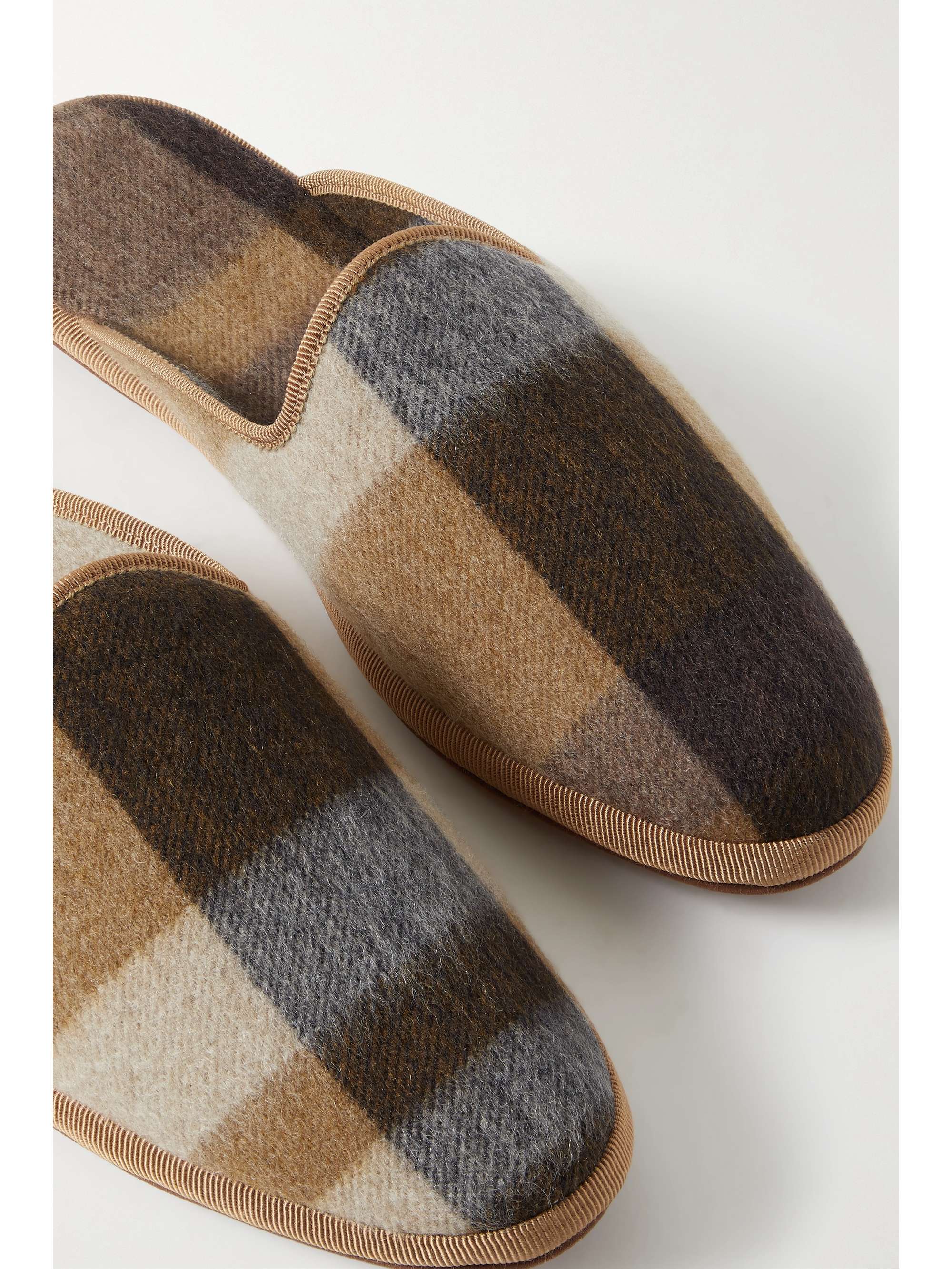 LORO PIANA Open Venice checked cashmere slippers