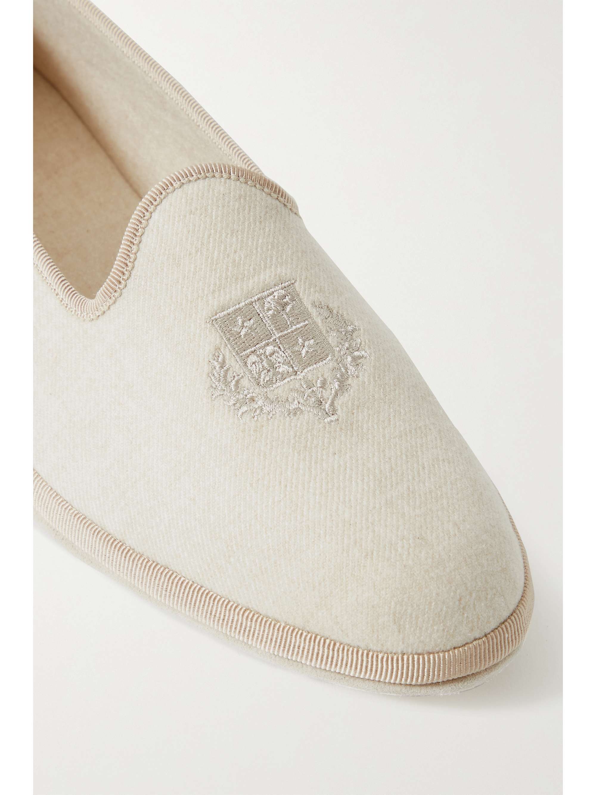LORO PIANA Venice embroidered cashmere-blend flannel slippers