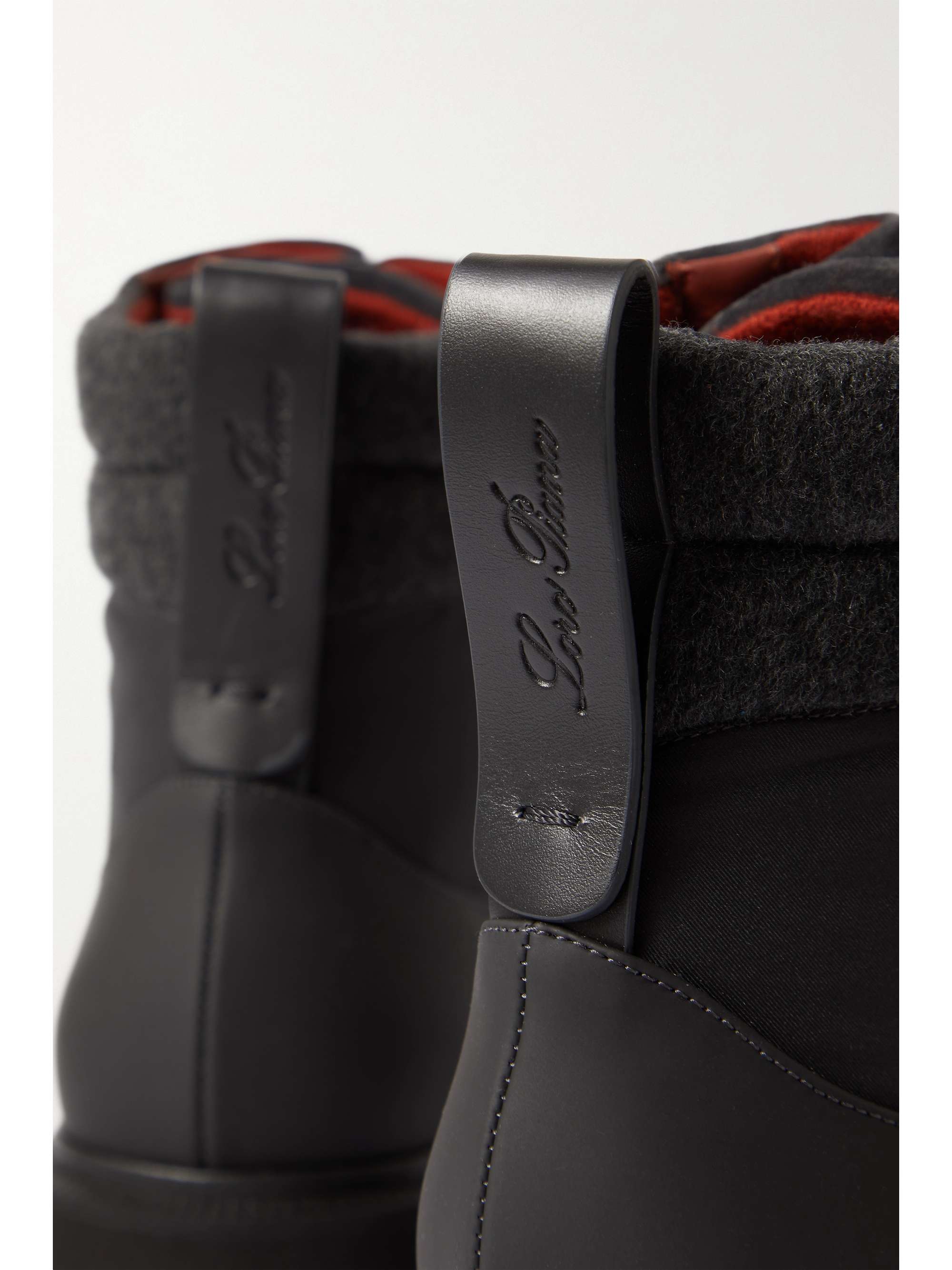 LORO PIANA Toula suede and felt-trimmed twill and leather ankle boots