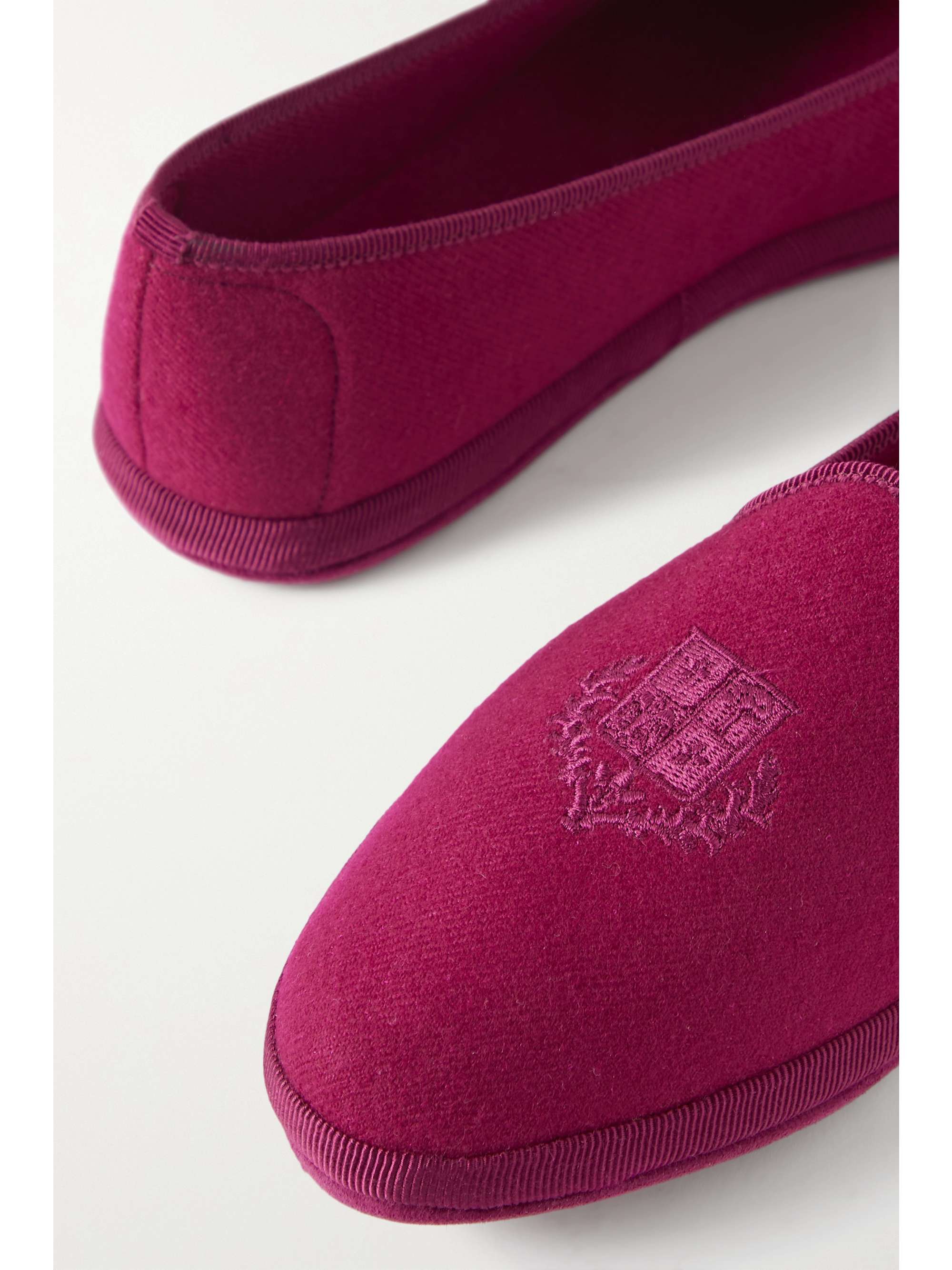 LORO PIANA Venice embroidered cashmere-blend flannel slippers