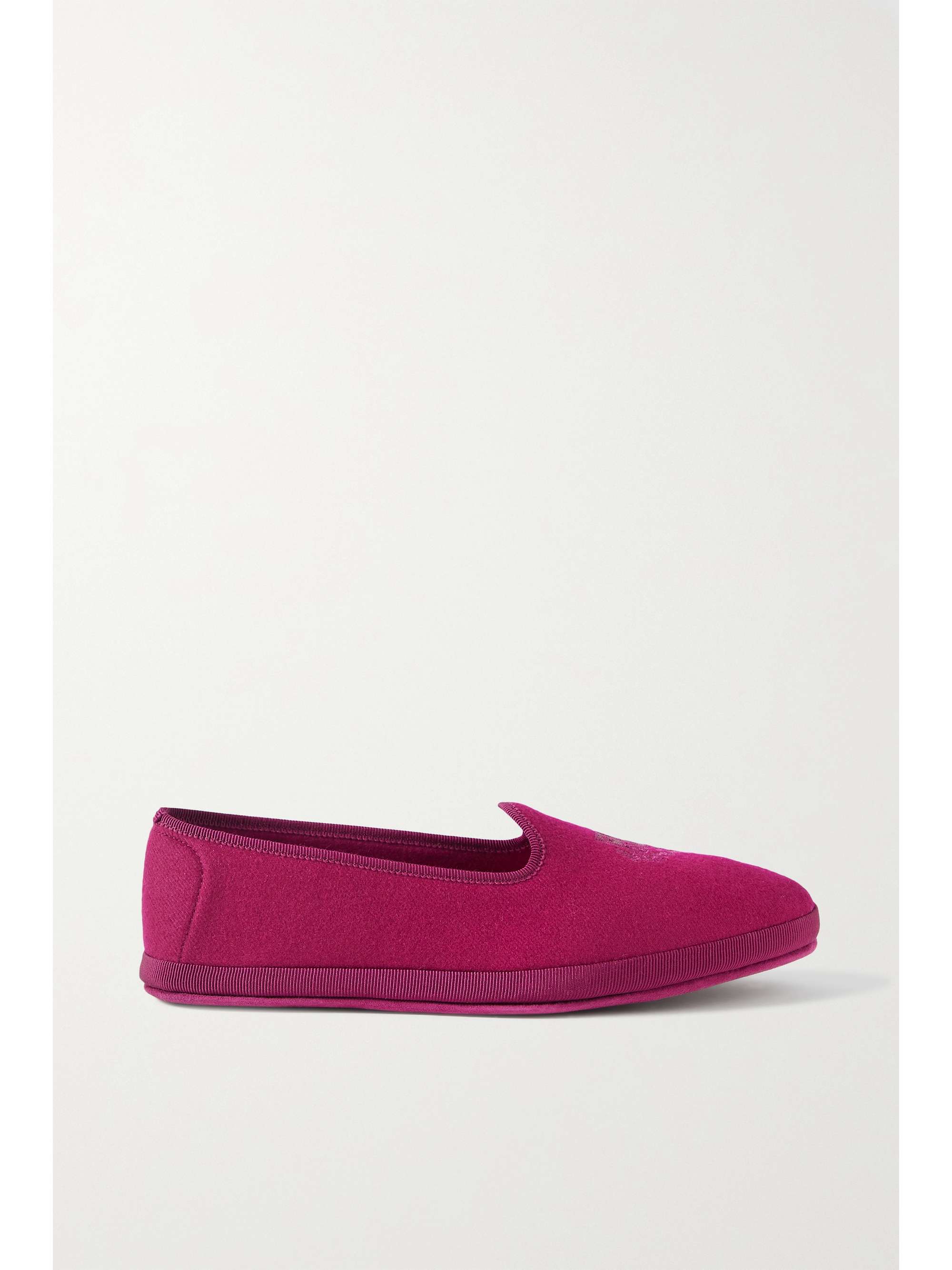 LORO PIANA Venice embroidered cashmere-blend flannel slippers