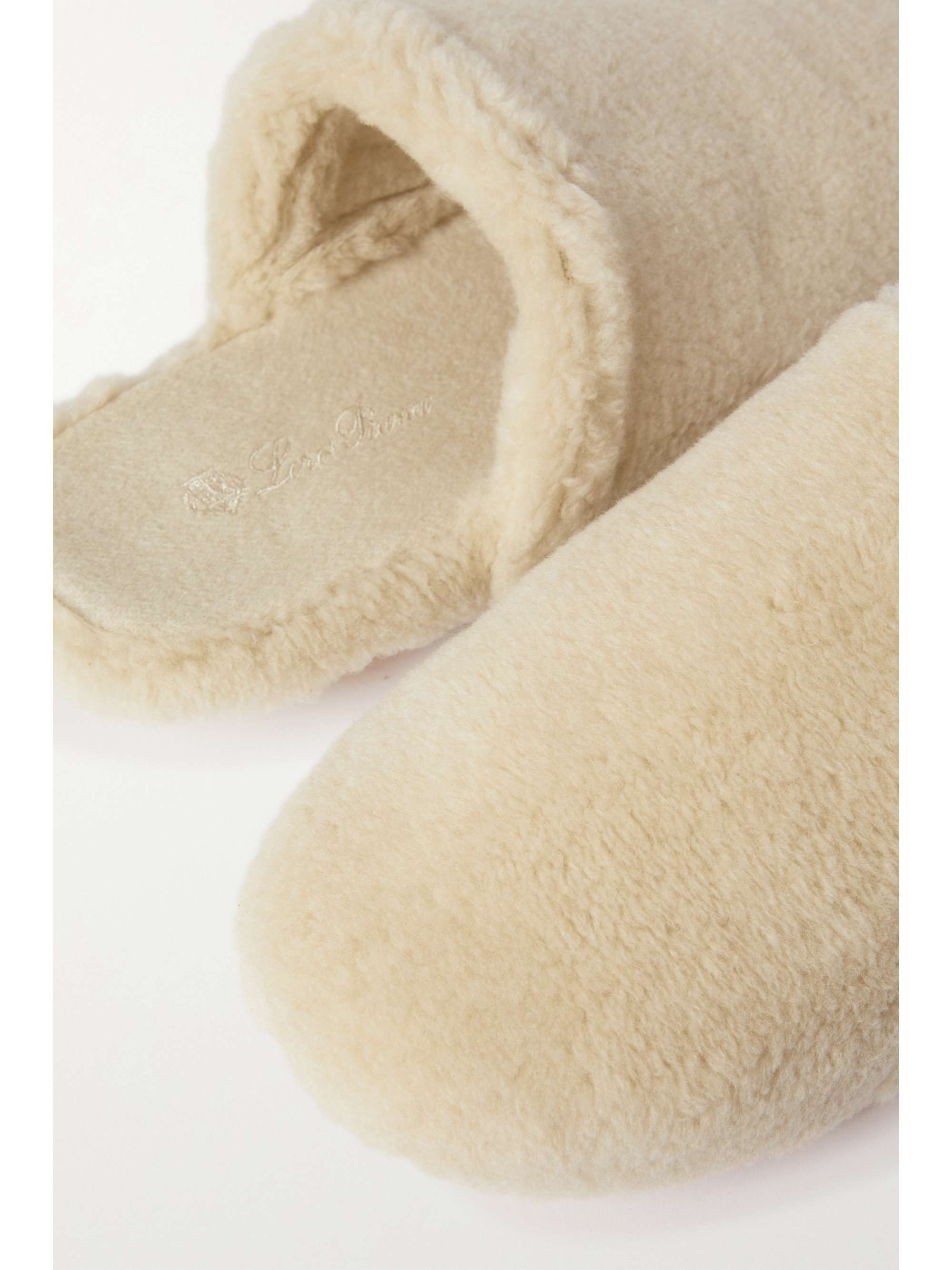 LORO PIANA Wintercozy cashmere and silk-blend faux shearling slippers