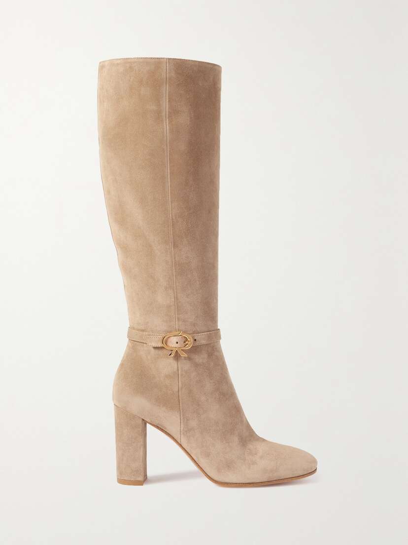 Gianvito Rossi Ribbon 85 Buckled Suede Knee Boots