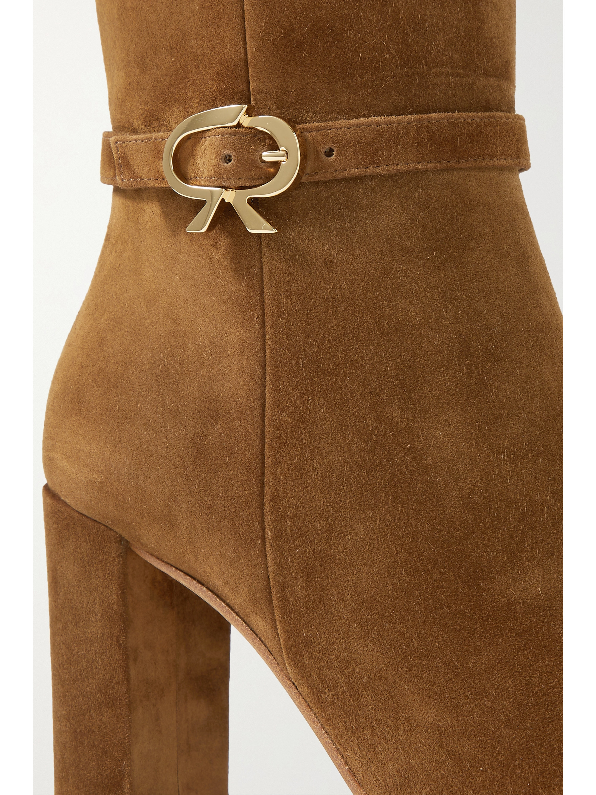 GIANVITO ROSSI Ribbon 85 buckled suede knee boots thumbnail