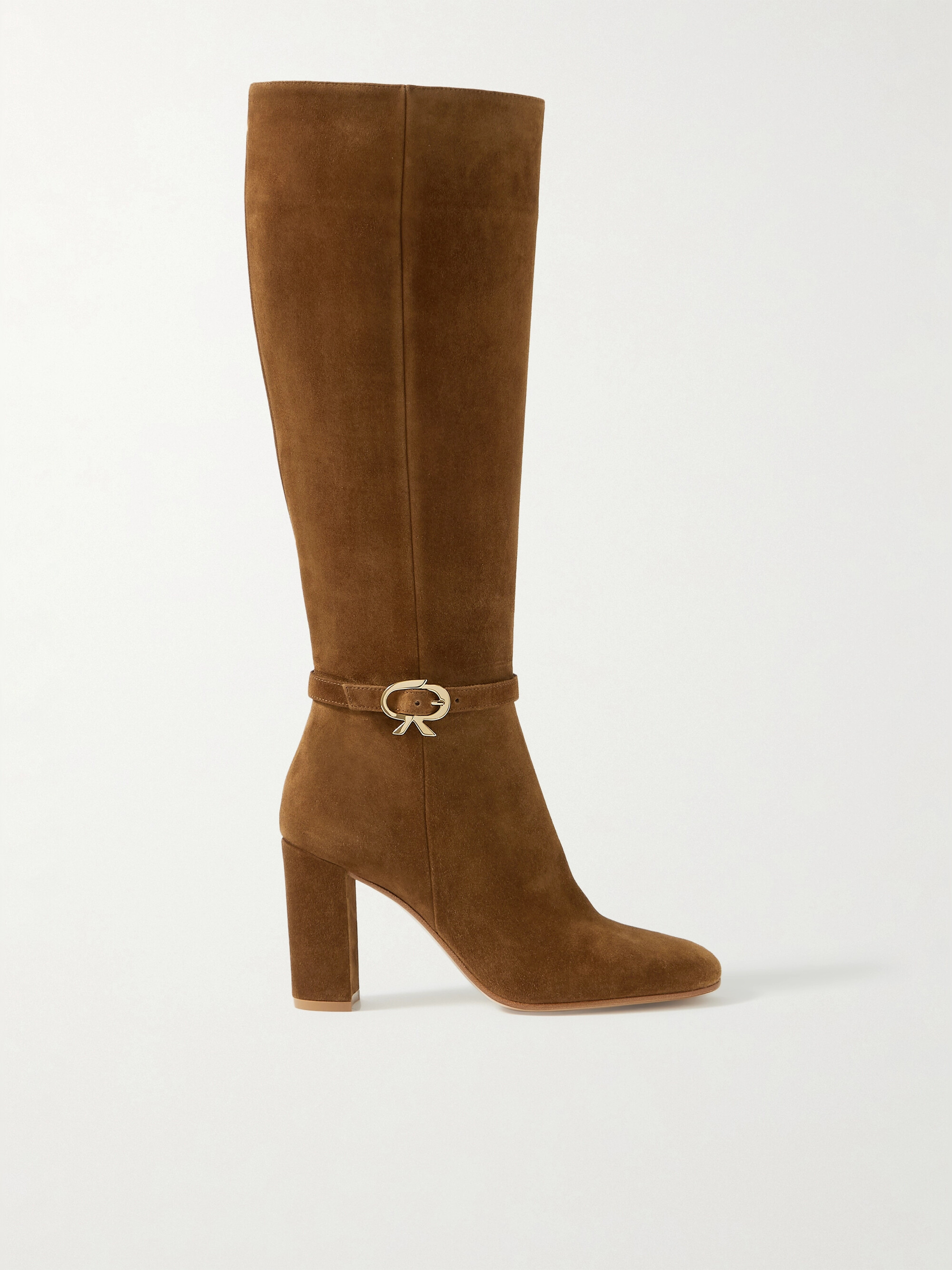 GIANVITO ROSSI Ribbon 85 buckled suede knee boots